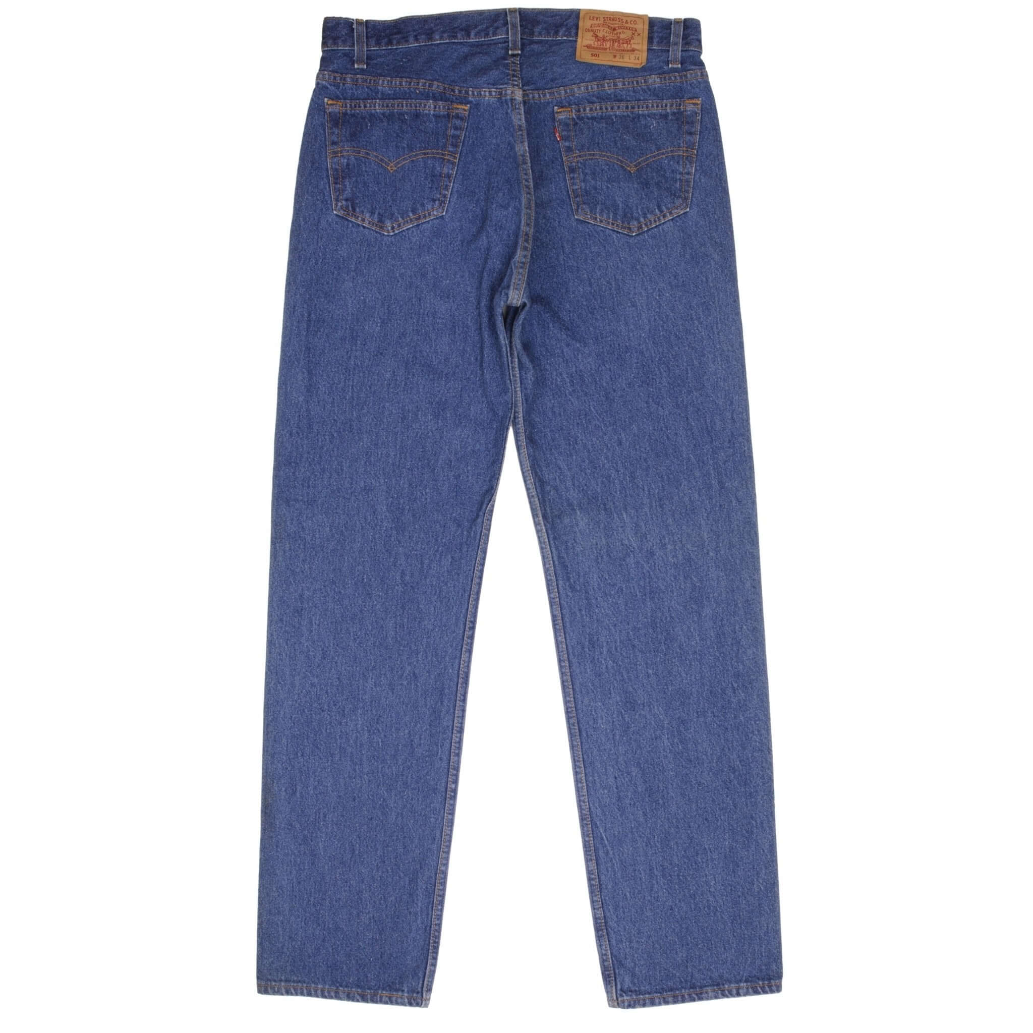 Beautiful Indigo Levis 501 Jeans 1980s Made in USA with Medium Dark Wash. Size on tag 36X34 Actual Size 35X34 Back Button #522