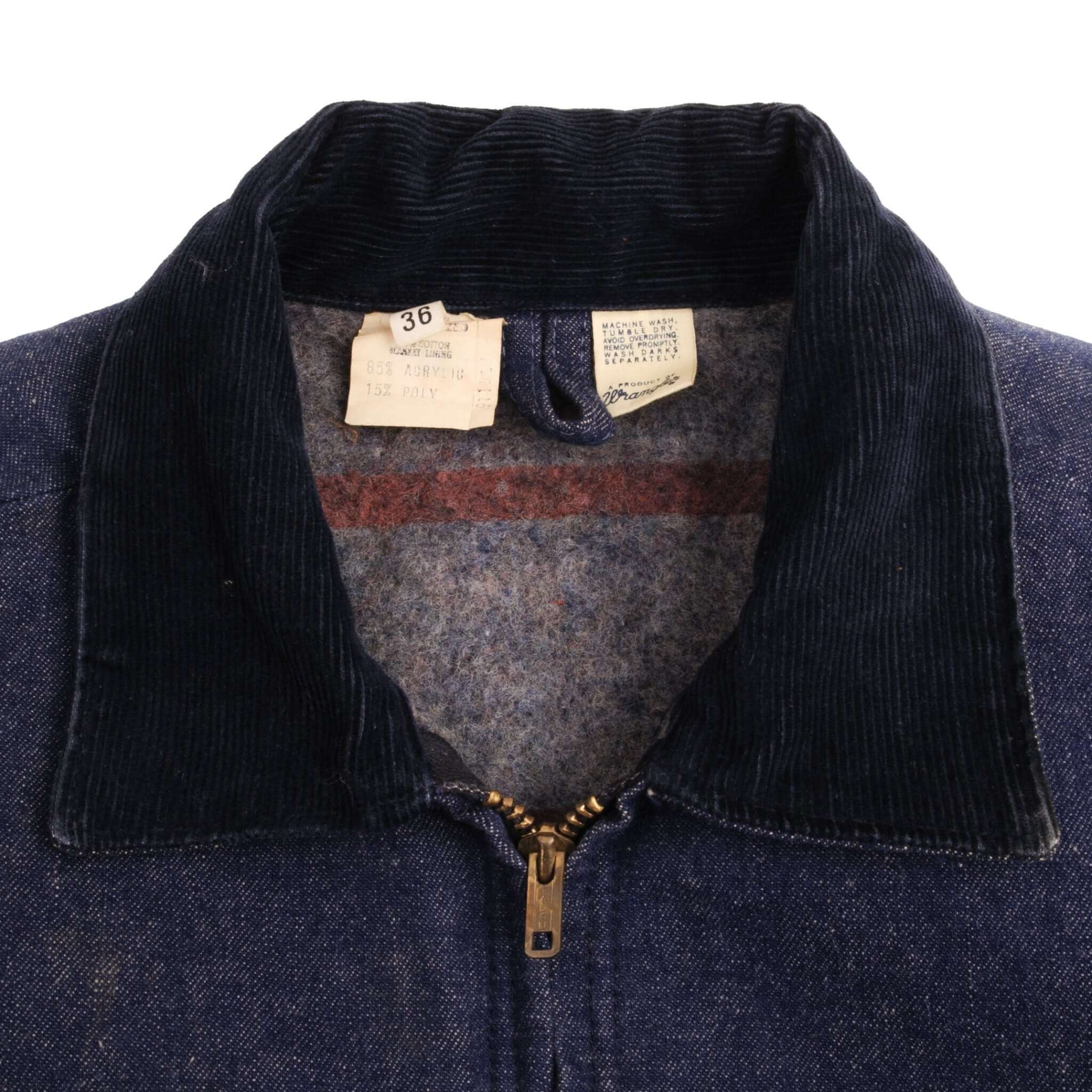 Vintage Wrangler Blanket Lined Denim Jacket 1970S Size 36 Made In Usa