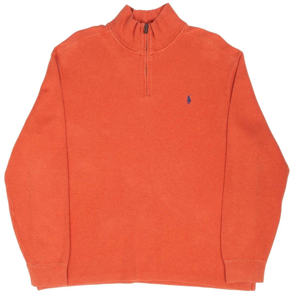 Vintage Polo Ralph Lauren Orange Quarter Zip Sweater 1990s Size XL