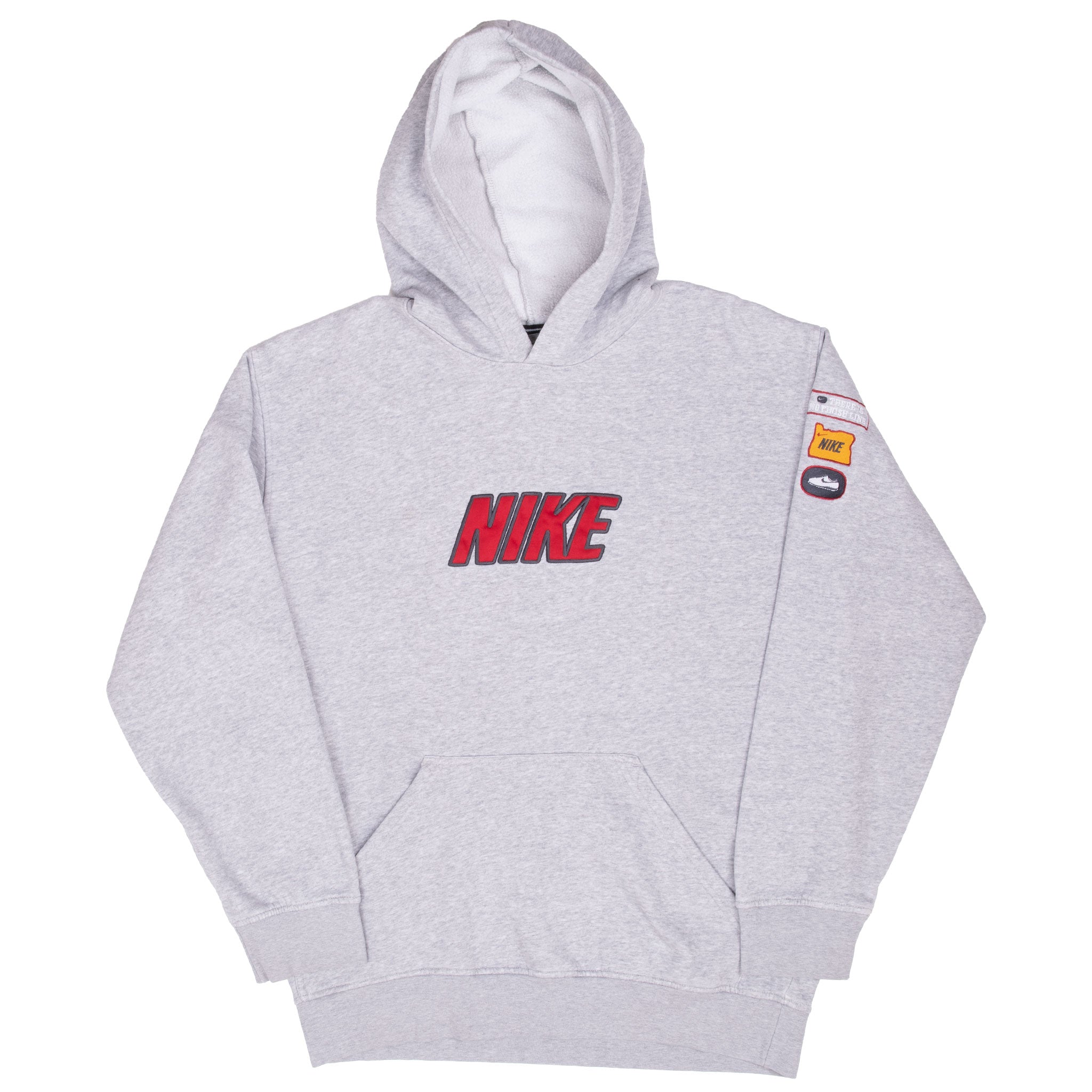 Vintage Nike Spellout Grey Hoodie Sweatshirt 2000S Size Medium