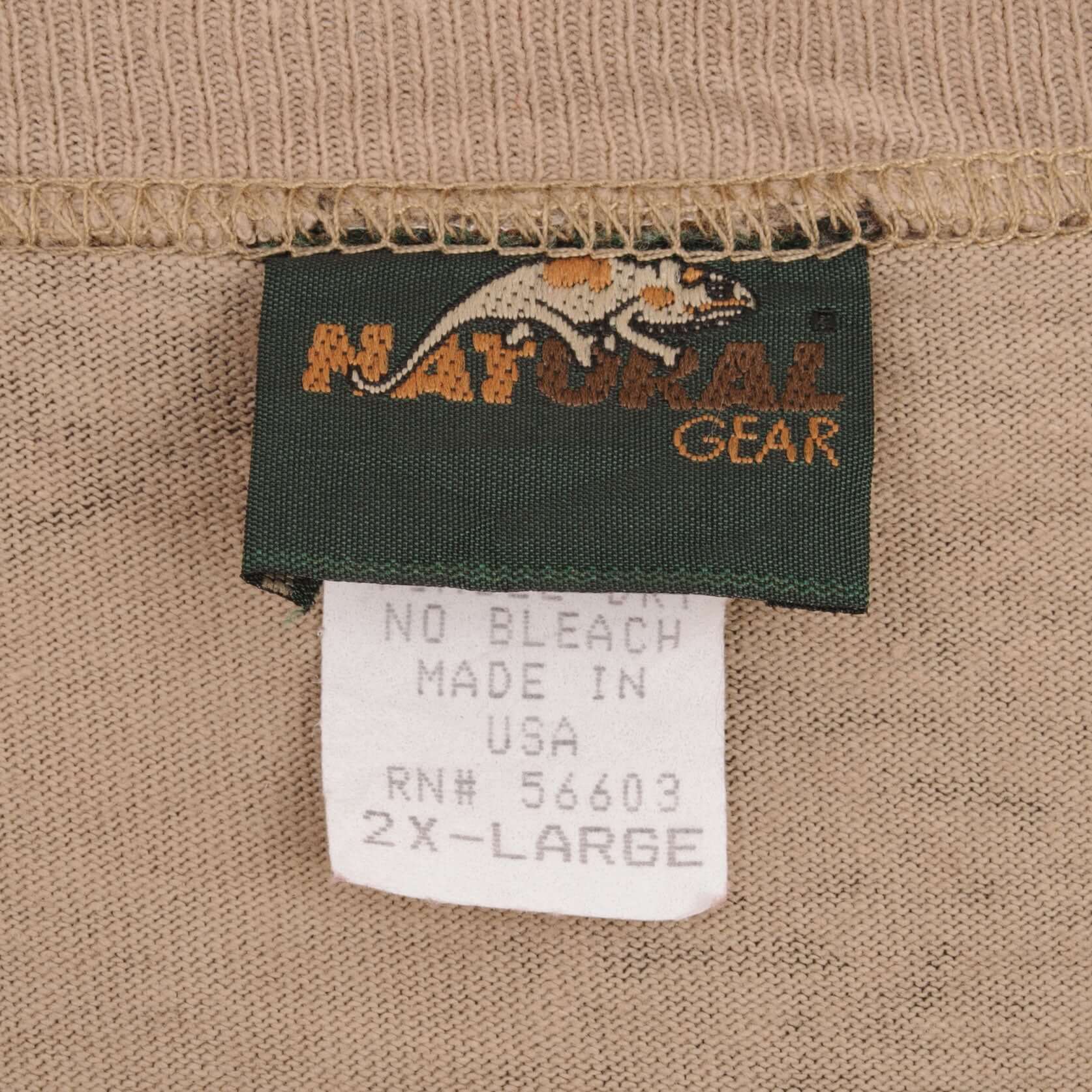 Vintage Hunting Natural Gear Camo Long Sleeve Pocket Tee Shirt 1990s Size 2XL Made In USA