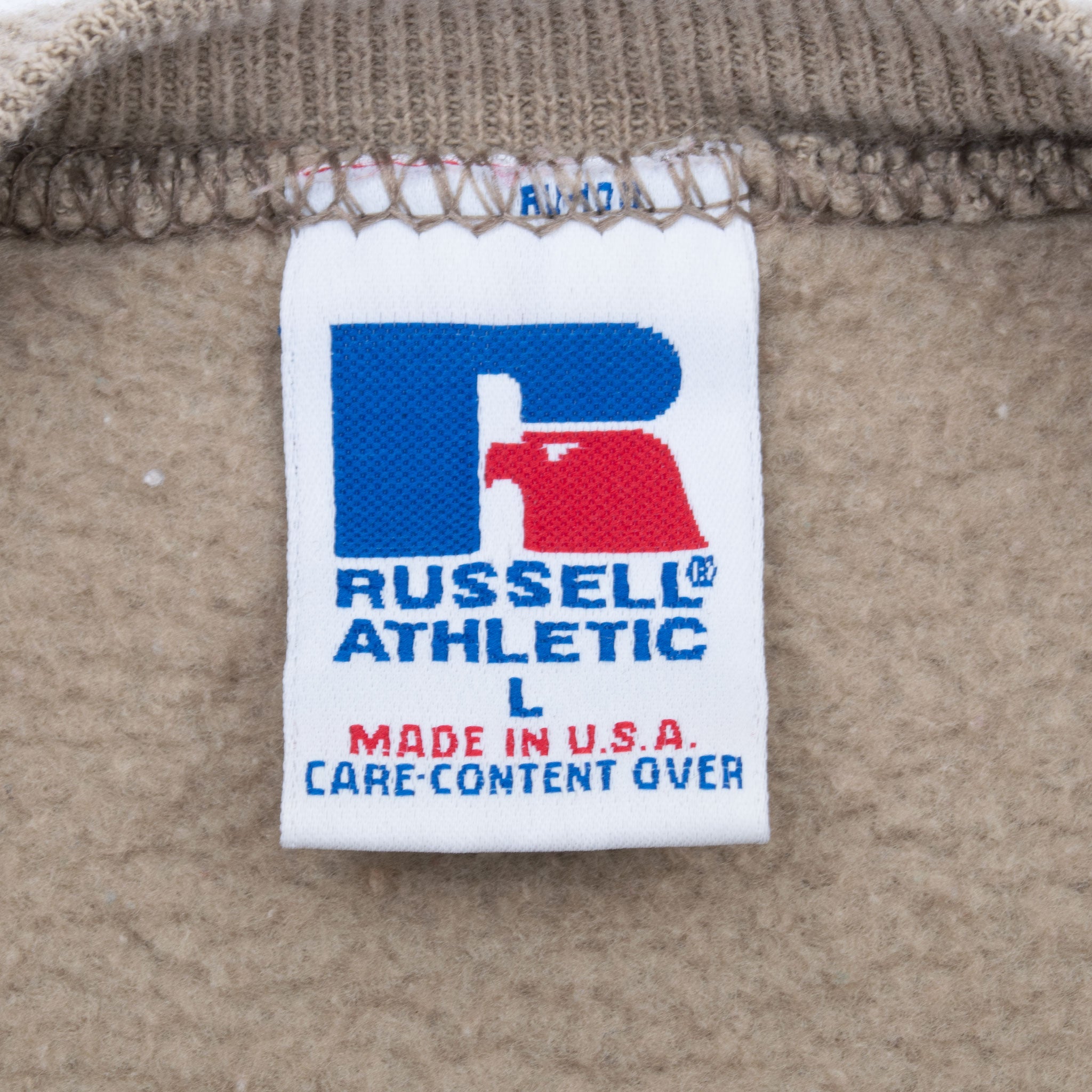 Vintage Russell Athletic Beige Blank Sweatshirt 1990S Large Made In Usa