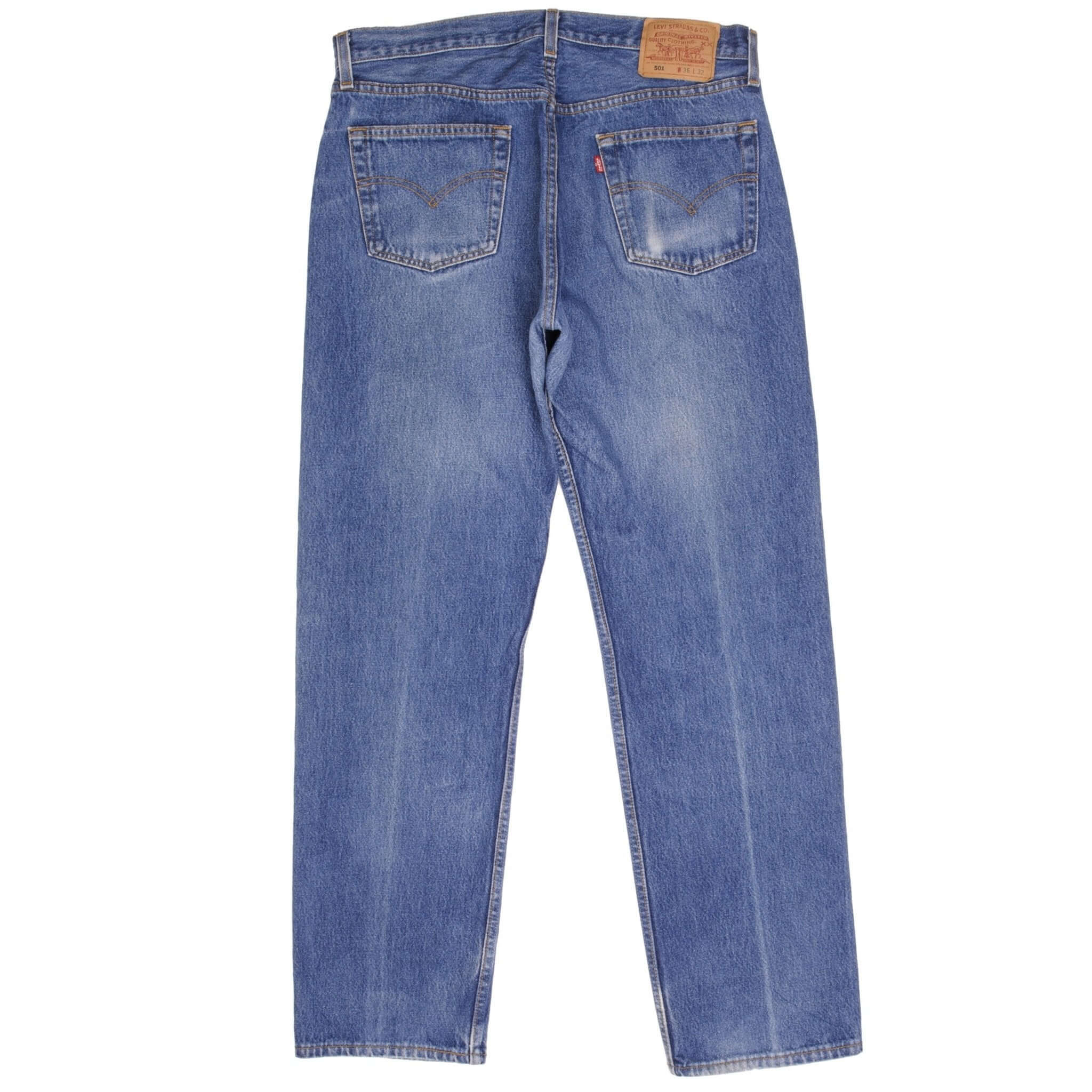 VINTAGE LEVIS 501 JEANS INDIGO 1990S SIZE W35 L32 MADE IN USA