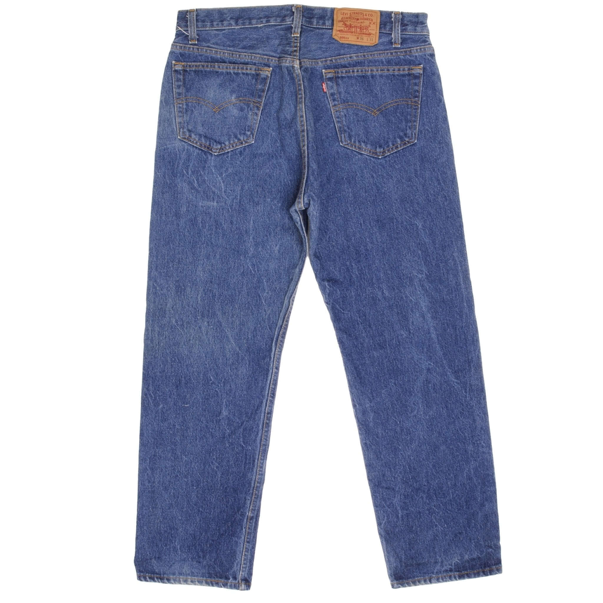 Beautiful Indigo Levis 501 Jeans 1990s Made in USA with Medium Dark Wash Size on tag 36X31 Actual Size 36X29 Back Button #520