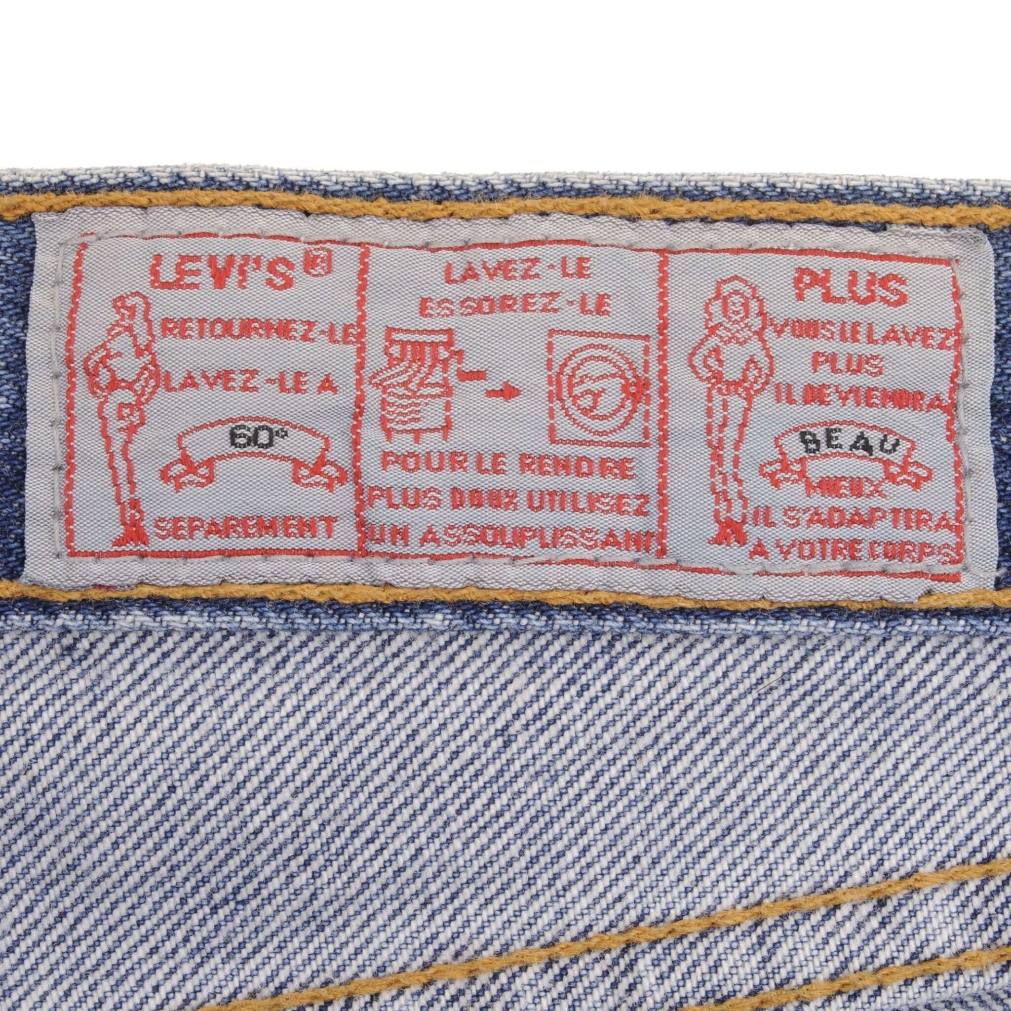 Beautiful Indigo Levis 501 Woman High Waist Also Called 901 Jeans 1990s Made in France with Medium Wash Preshrunk Deadstock Size on tag 30X32 Back Button #275