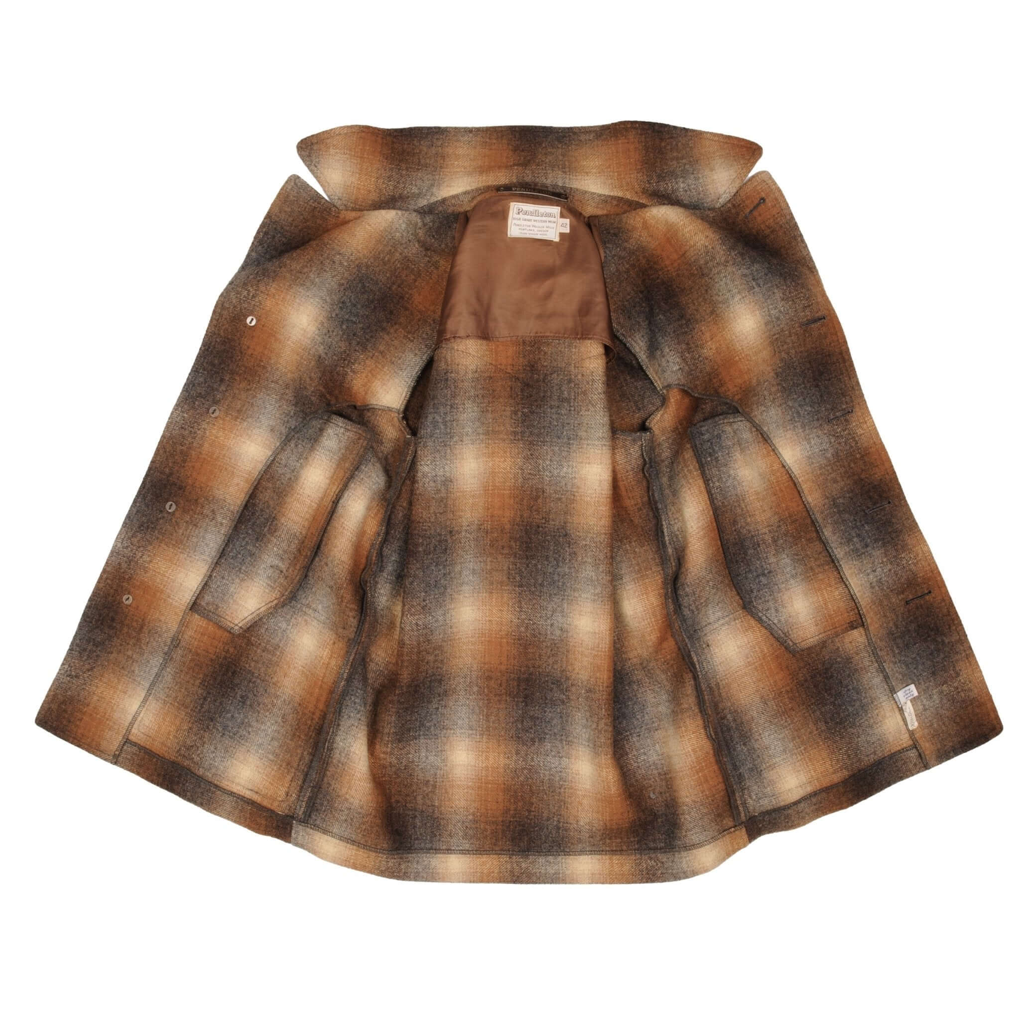 Vintage Pendleton Woolen Mills Check Coat Jacket 1970S Size 42 Made In USA