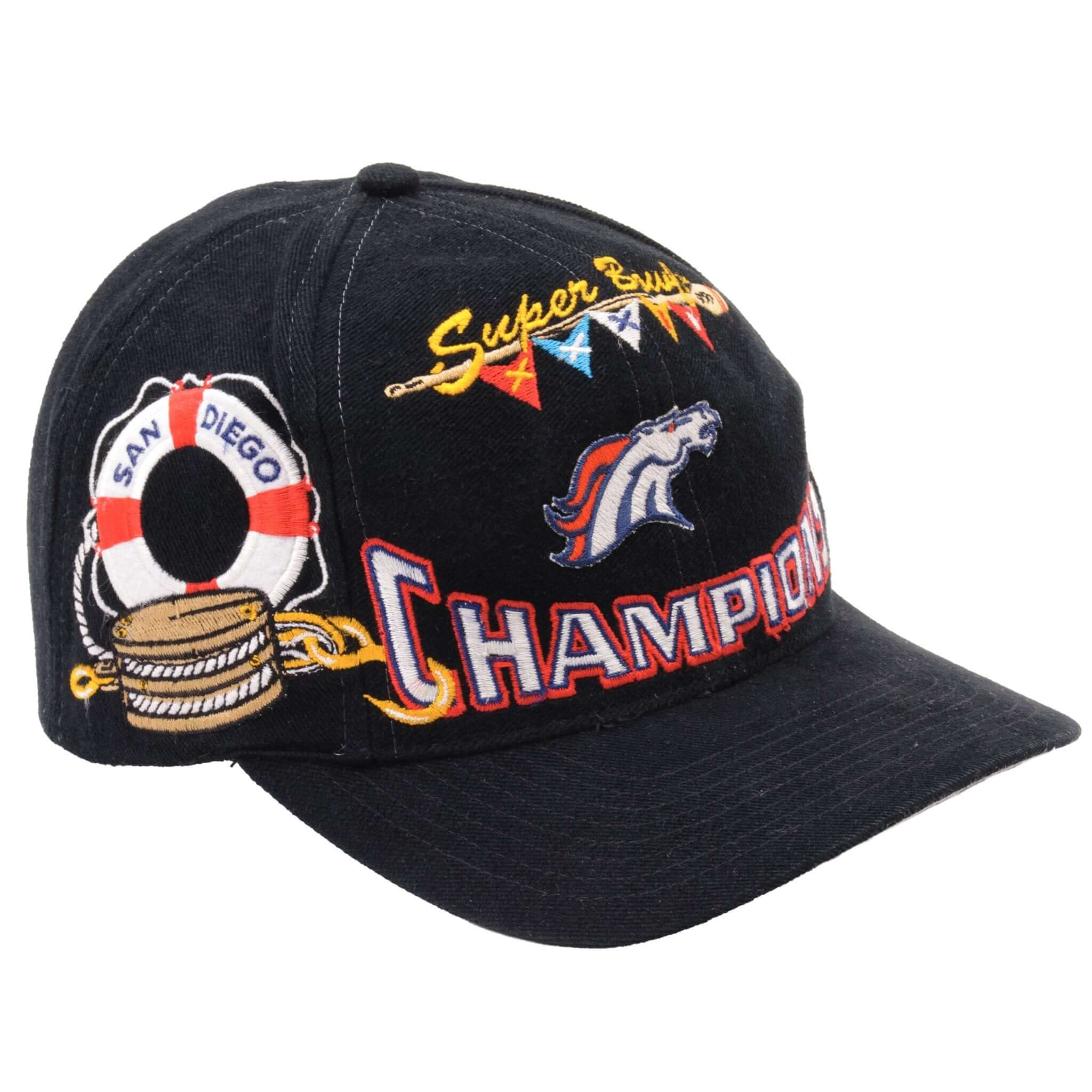 Vintage NFL Super Bowl XXXII Champions Denver Broncos San Diego California 1998 Logo Athletic Cap