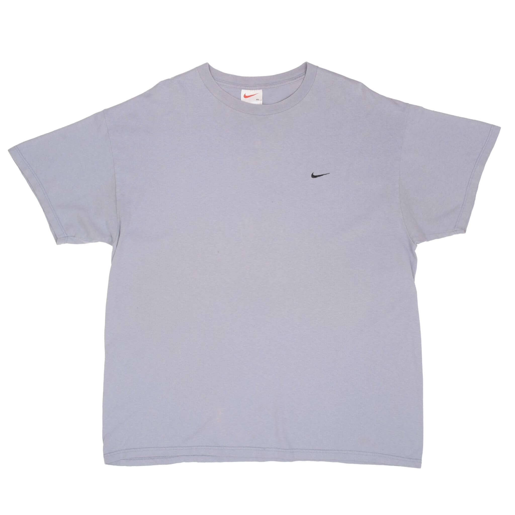 Vintage Nike Classic Swoosh Grey Blue Tee Shirt Size 1990s Size XL Made In USA