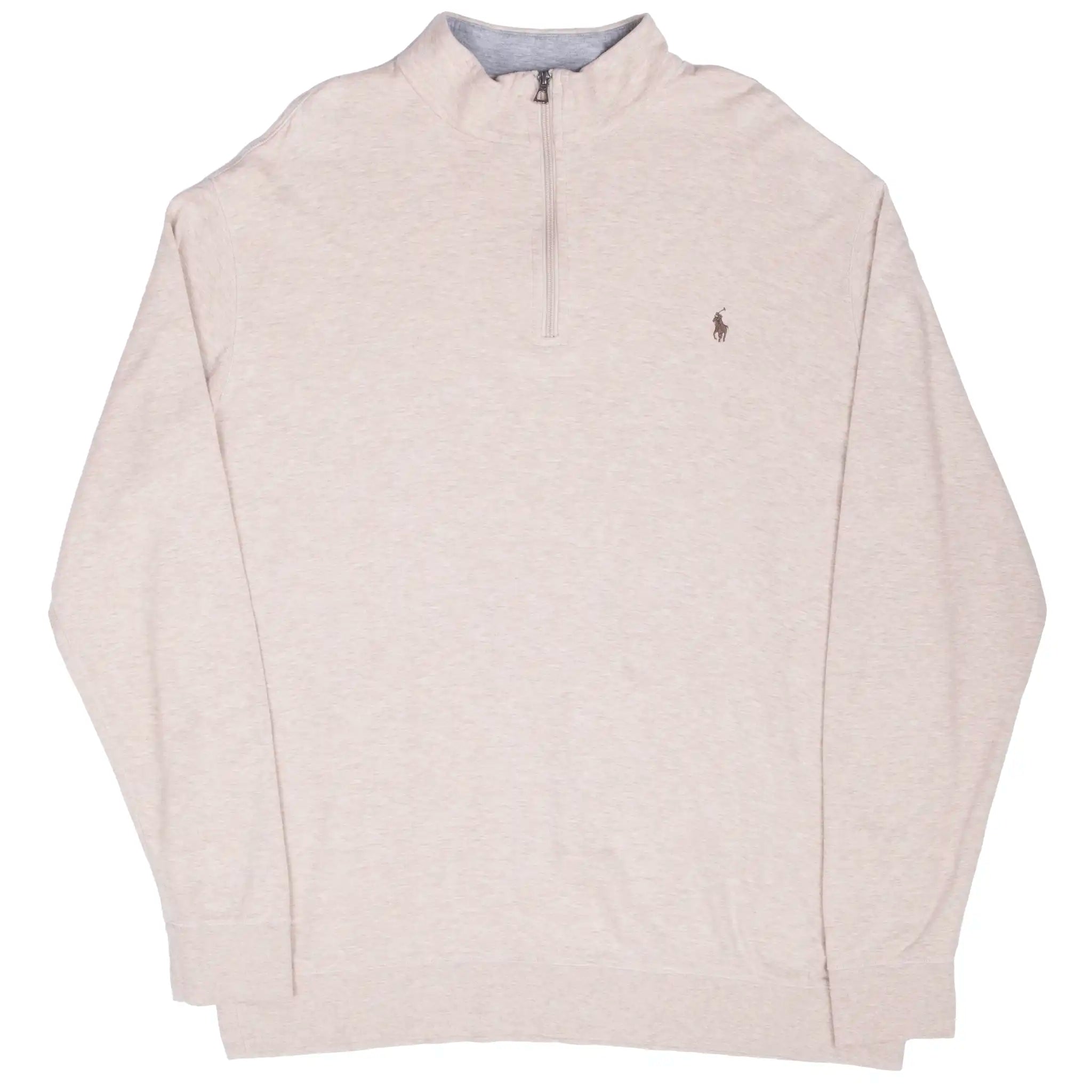 VINTAGE POLO RALPH LAUREN BEIGE QUARTER 1/4 ZIP SWEATER SIZE XL TALL