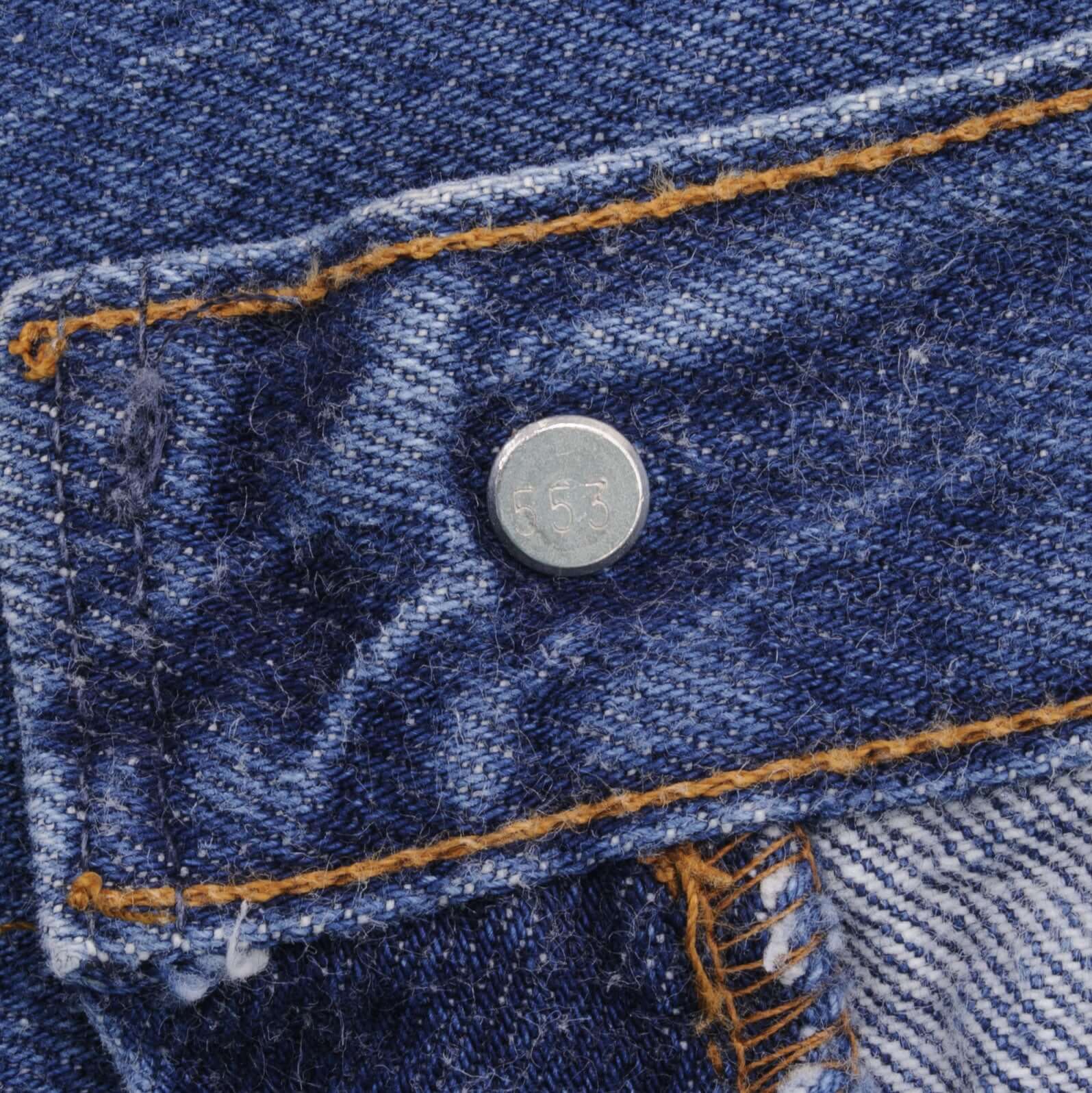 Beautiful Indigo Levis 501 Jeans 1980s Made in USA with Medium Wash. Size on tag 35X30 Actual Size 33X29 Back Button #553