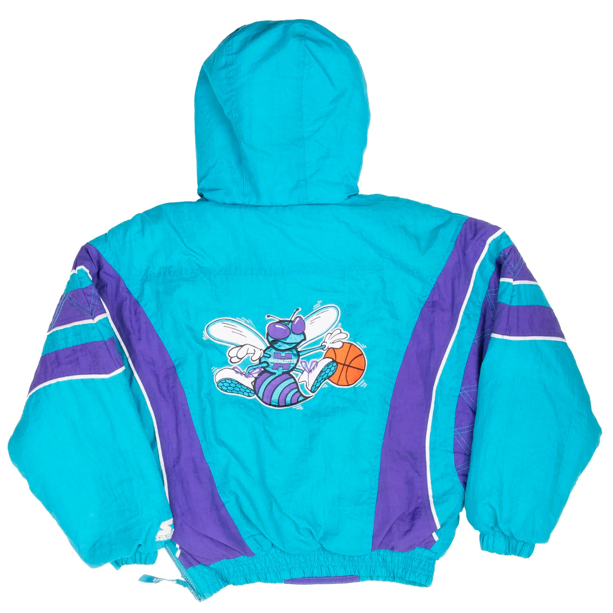 VINTAGE NBA CHARLOTTE HORNETS 1990S HEAVY PULLOVER STARTER JACKET MEDIUM YOUTH