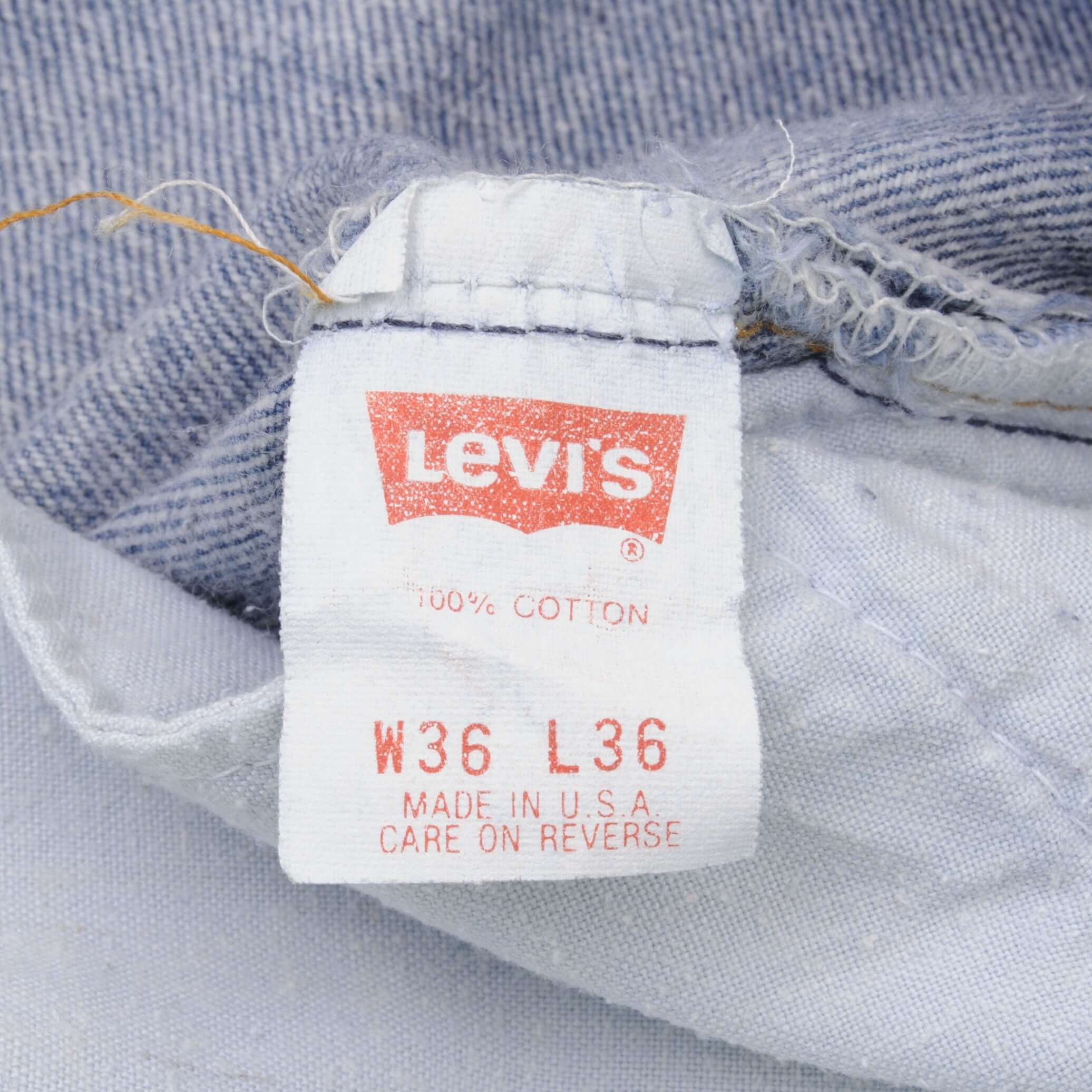 Beautiful Indigo Levis 501 Jeans 1980s Made in USA with Medium Wash. Size on tag 36X36 Actual Size 36X34 Back Button #553