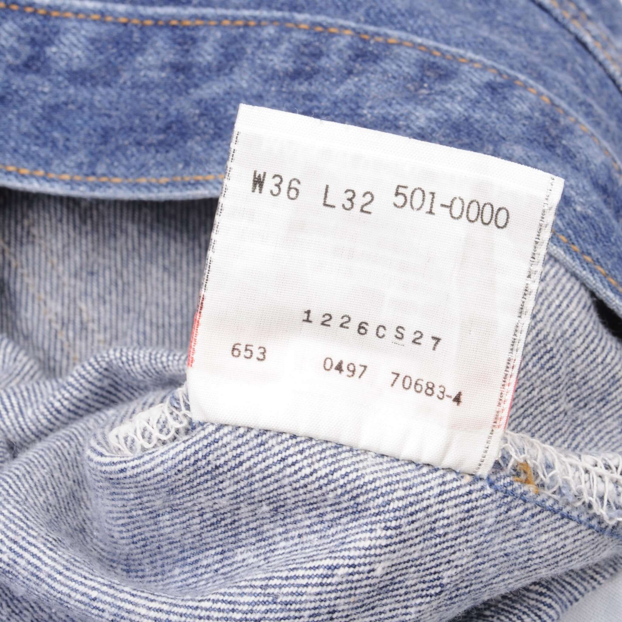 Beautiful Indigo Levis 501 Jeans Made in USA with Dark Blue Wash Size on tag 36x32 actual size 34x29 Back Button #653