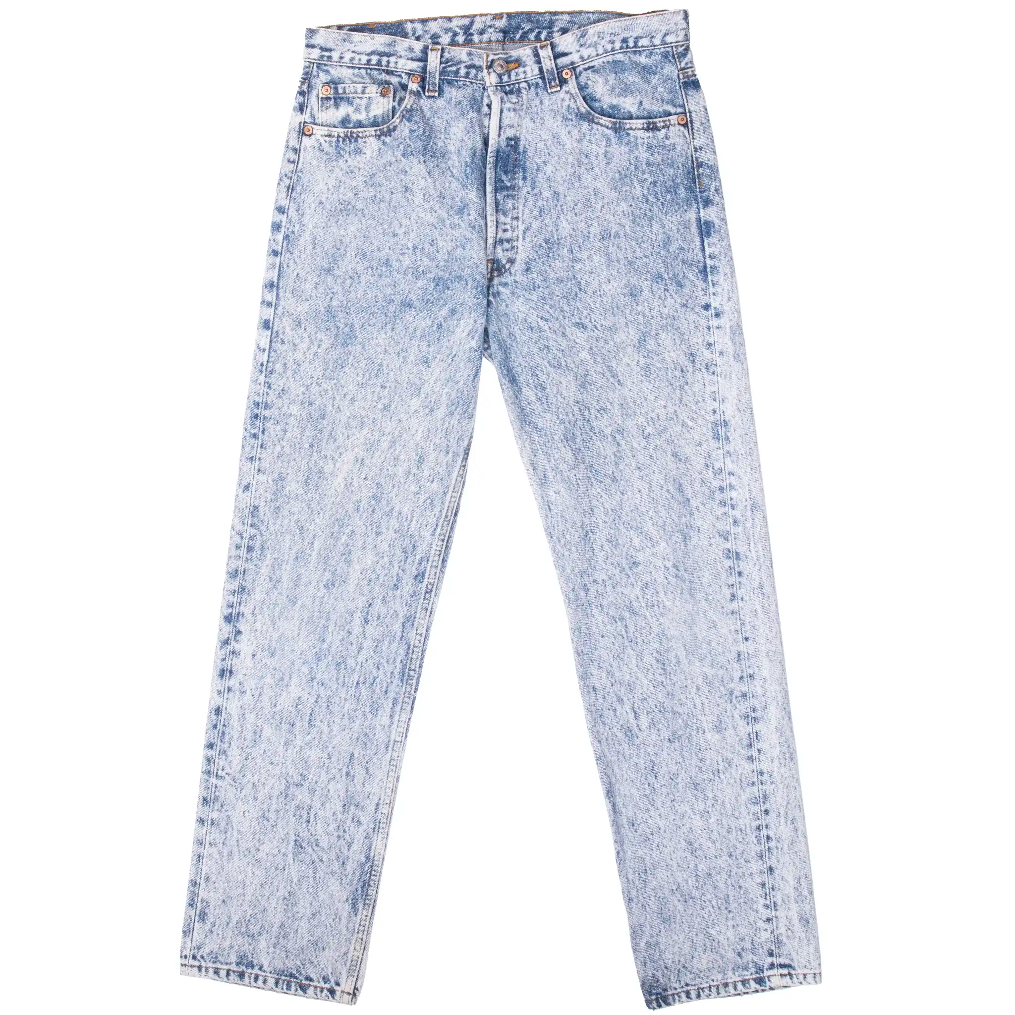 VINTAGE LEVIS 501 INDIGO ACID WASH BLUE JEANS 1980S SIZE W34 L31 MADE IN USA