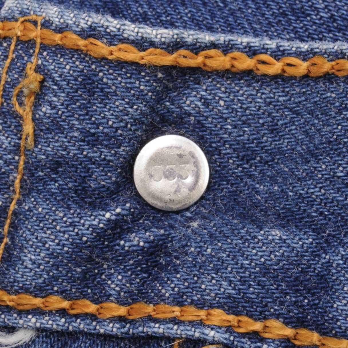 Beautiful Indigo Levis 501 Jeans Made in USA with Dark Blue Wash Size on tag 38x30 Back Button #553