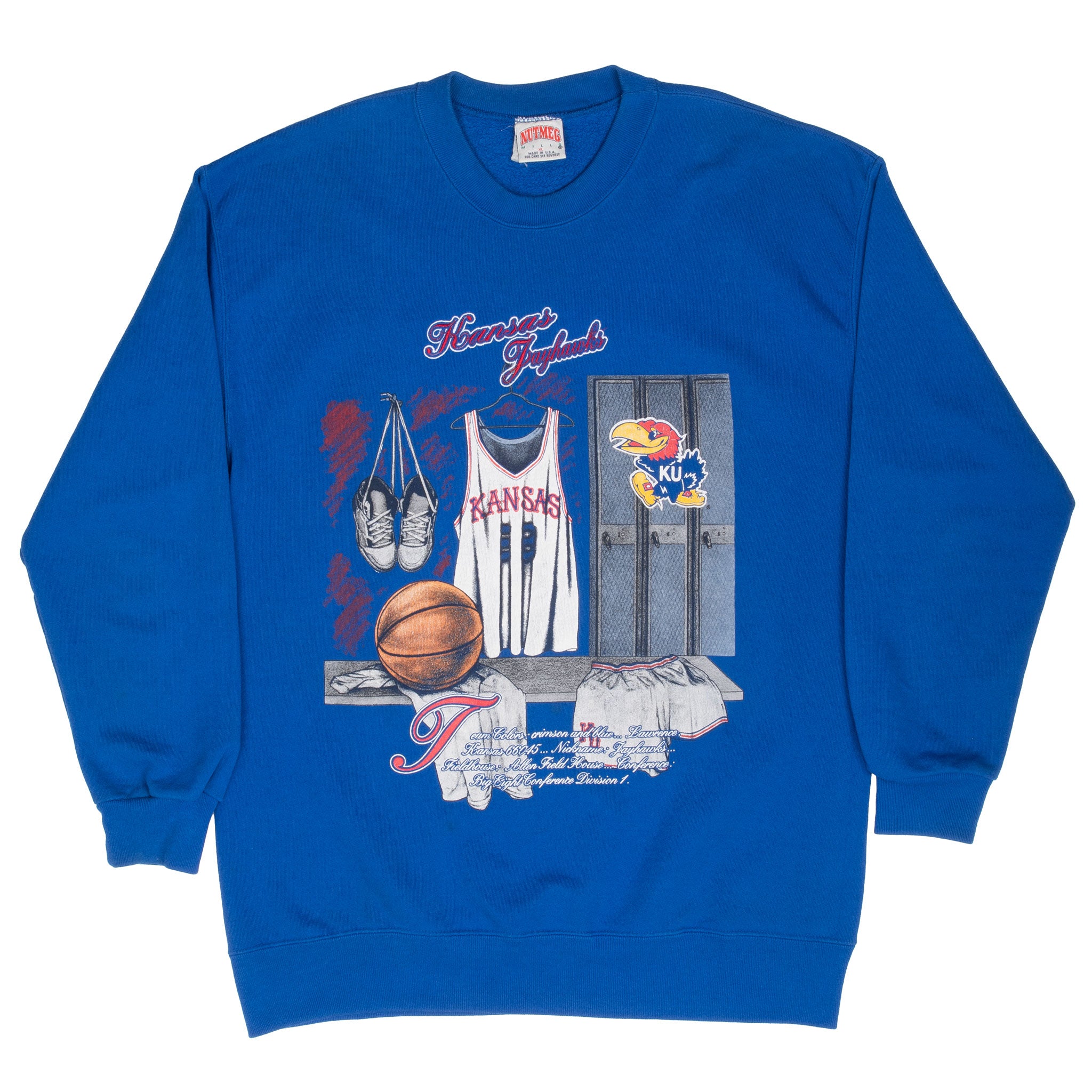 Vintage Kansas University Jayhawks Locker Room Sweatshirt 1990S Size XL Made In Usa