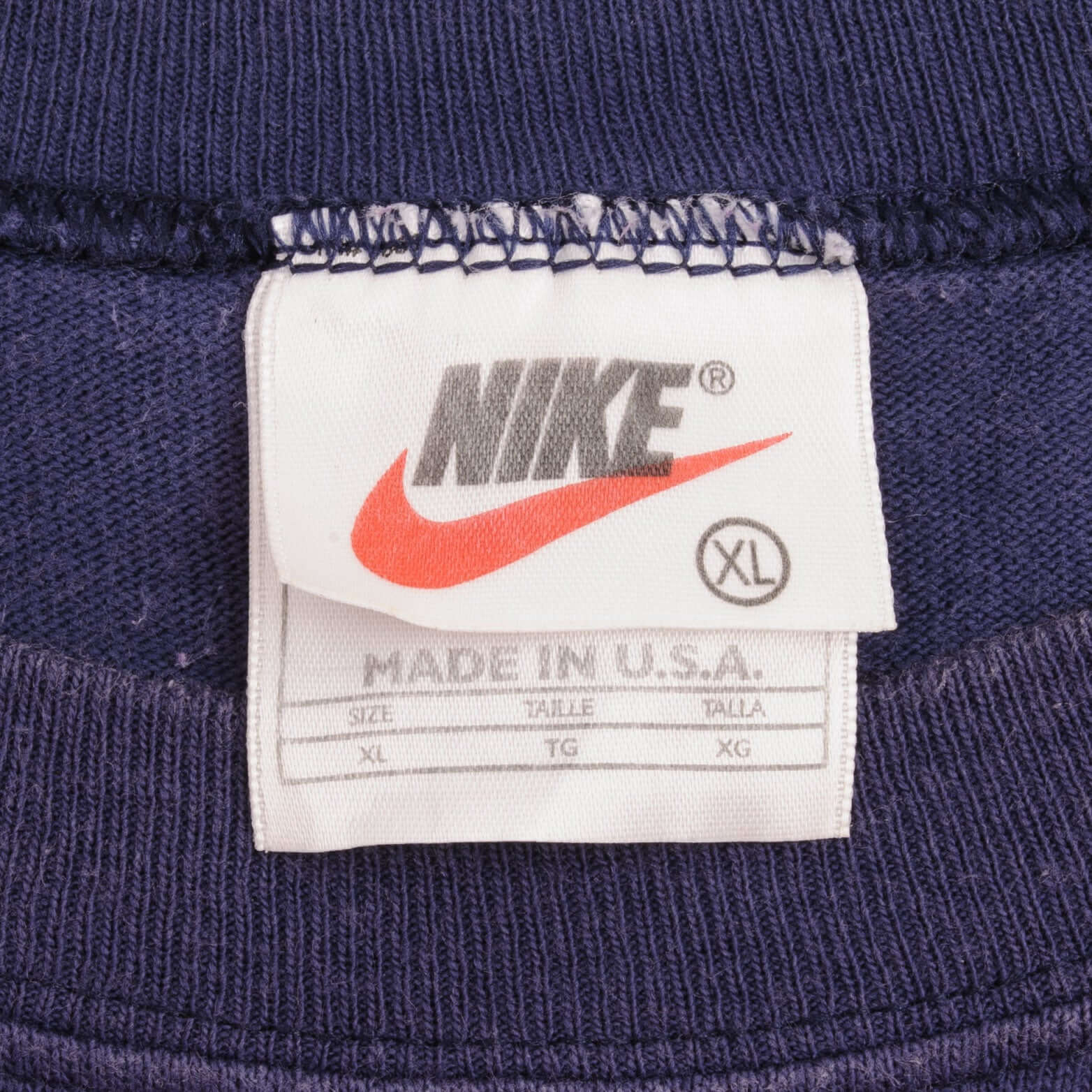 Vintage Nike Classic Swoosh Navy Blue Tank Top Tee Shirt 1990S Size XL Made In USA