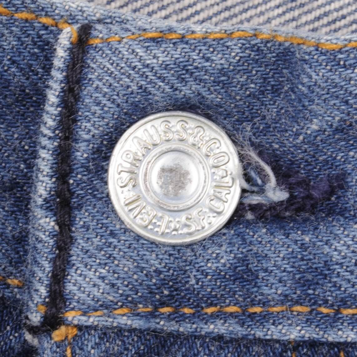 Beautiful Indigo Levis 501 1980S Jeans Made in USA with Dark Blue Wash Size on tag 36x36 actual size 34x32 Back Button #544