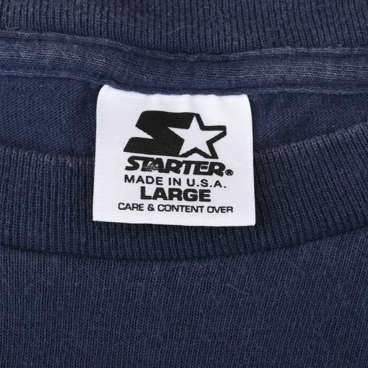 Starter neck tag marked Made in U.S.A. and large