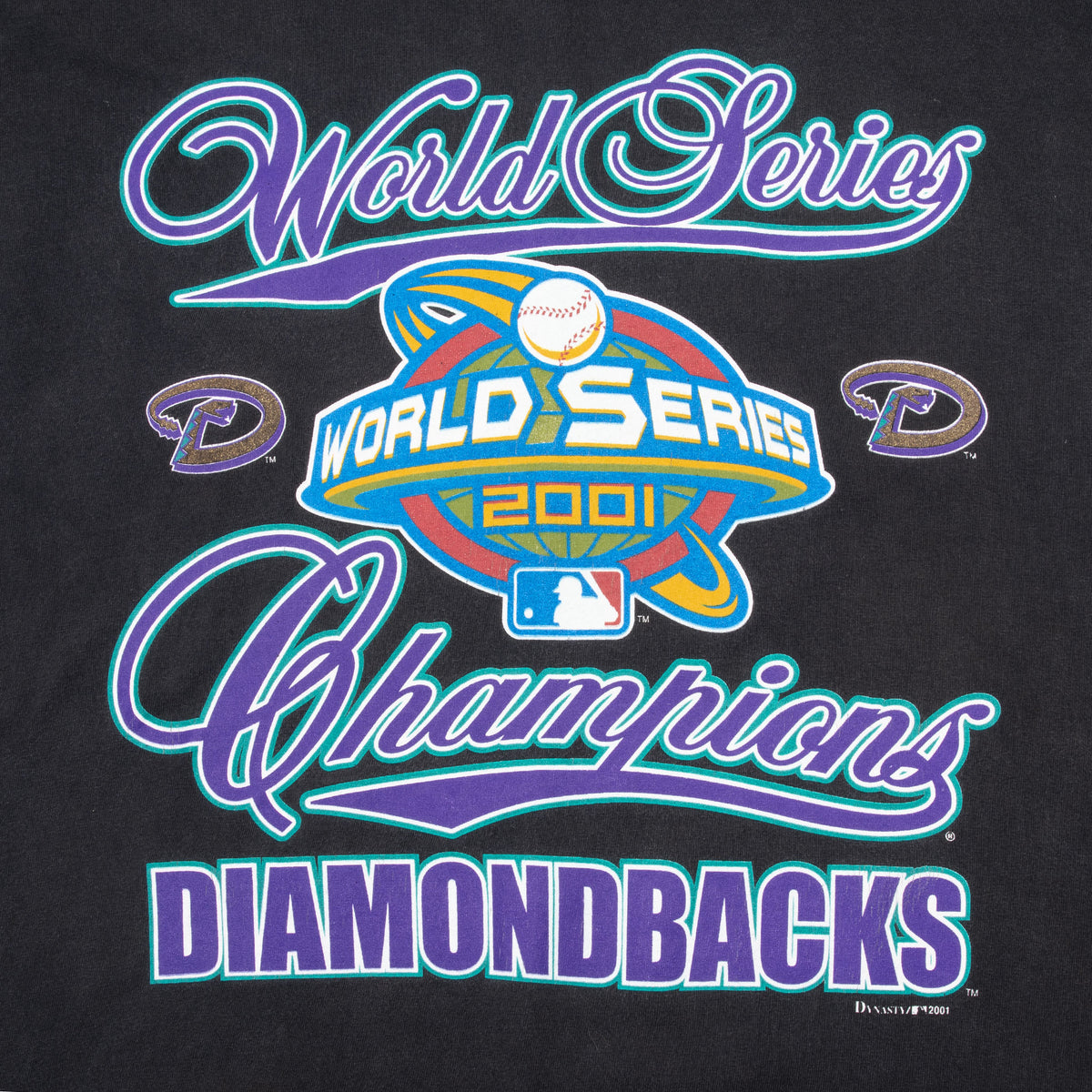 Arizona Diamondbacks 2001 World Series Champions front graphic detail