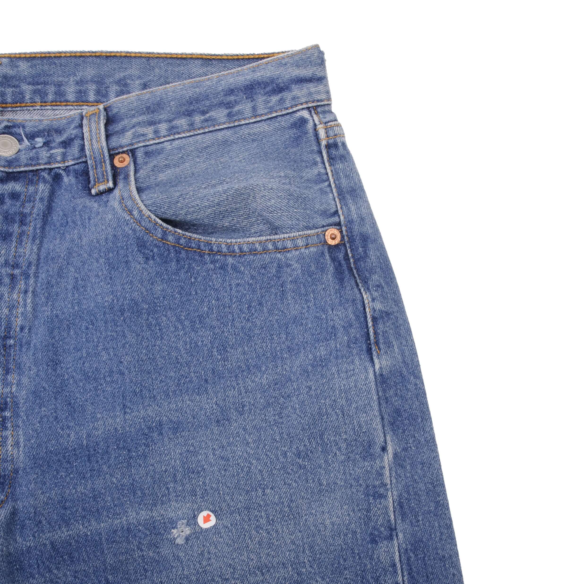 Beautiful Indigo Levis 501 Jeans 1990s Made in USA with Medium Light Wash. Size on tag 35X34 Actual Size 35X34 Back Button #524