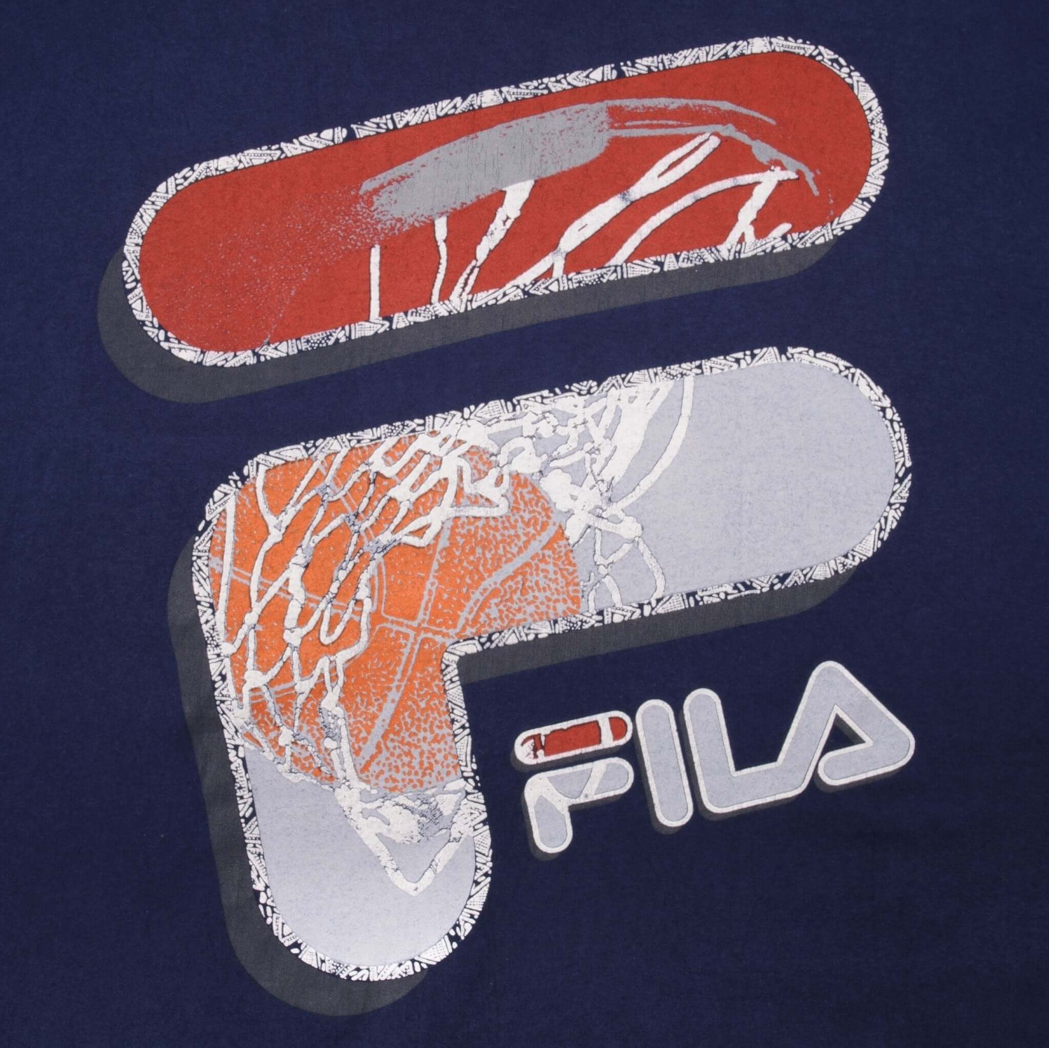 VINTAGE FILA BASKETBALL TEE SHIRT 1990S SIZE XL MADE IN USA