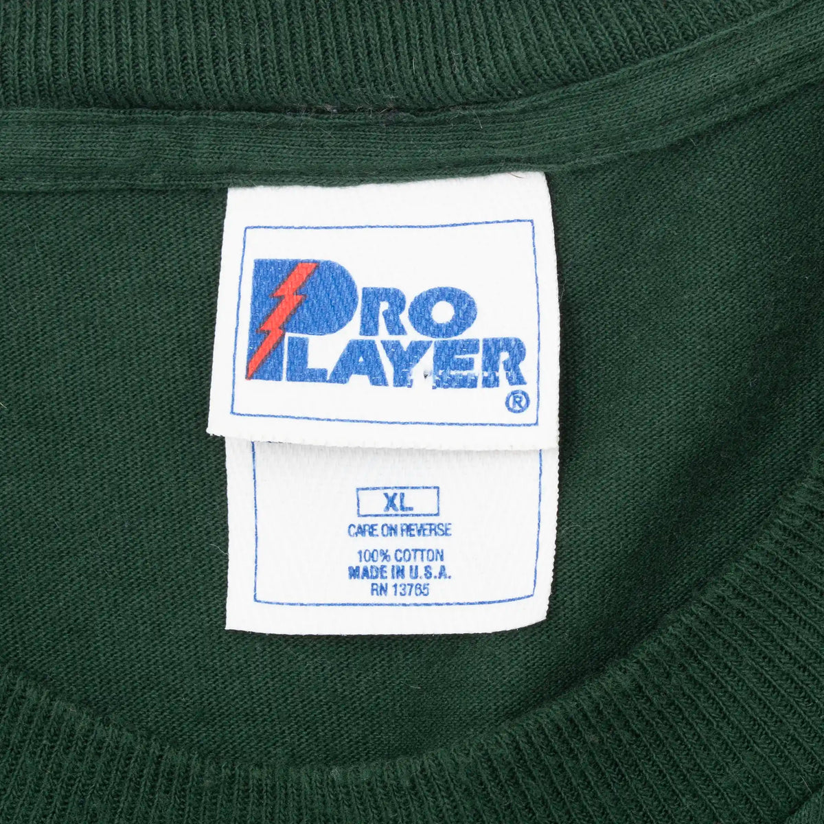 Pro Player neck tag marked XL, 100% cotton and made in USA