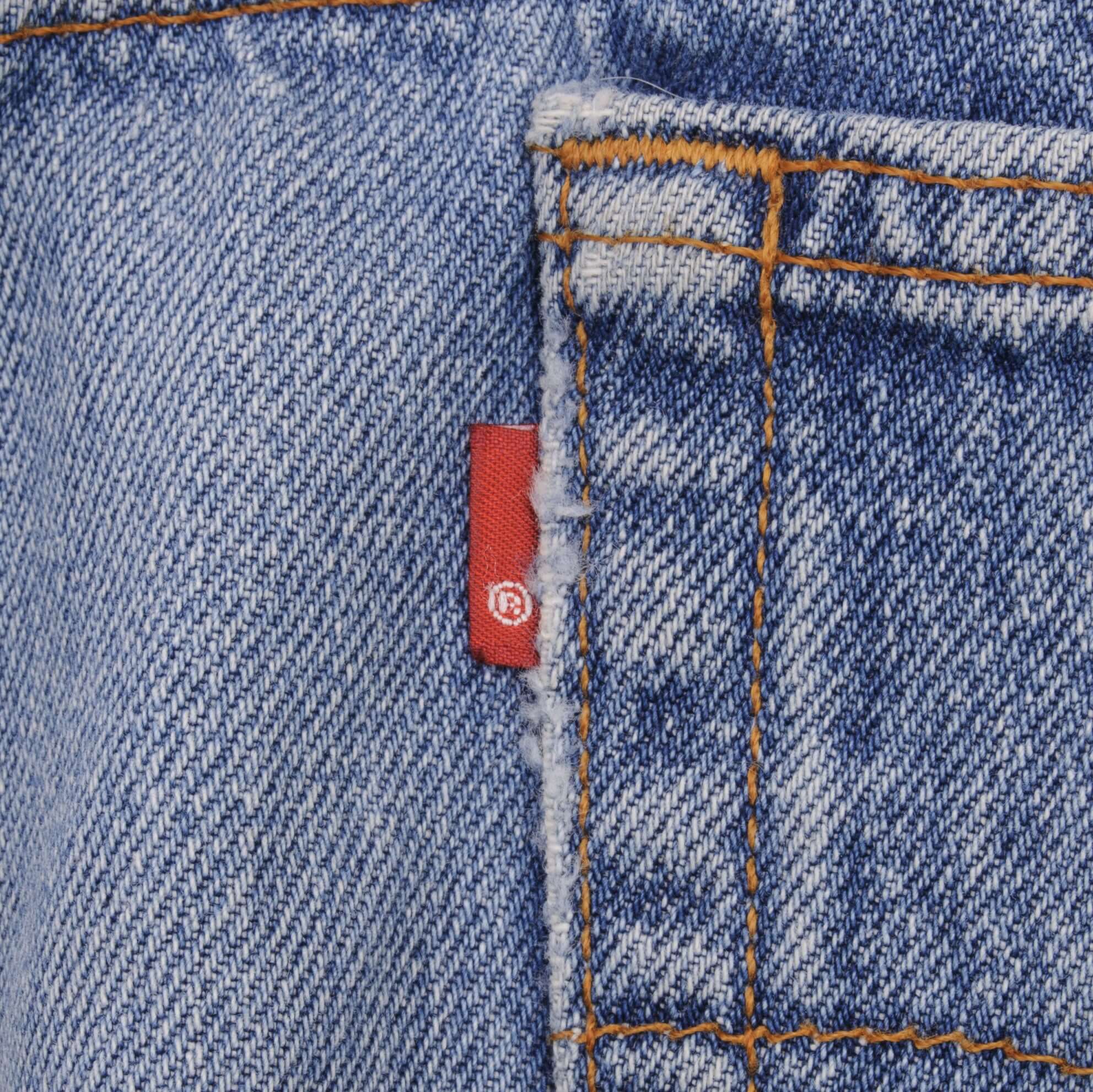 Beautiful Indigo Levis 501 Jeans 1980s Made in USA with Light Wash With Whiskers Size on tag 36X30 Actual Size 36X30 Back Button #544