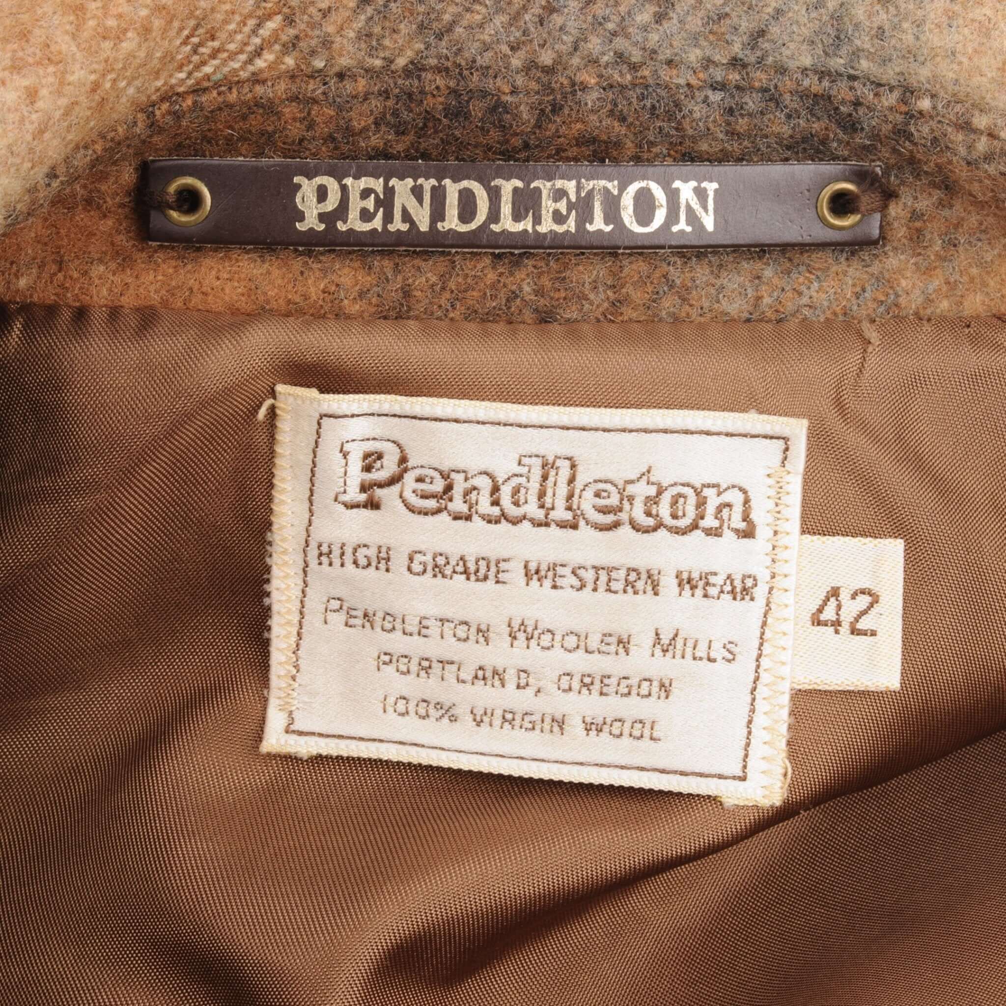 Vintage Pendleton Woolen Mills Check Coat Jacket 1970S Size 42 Made In USA