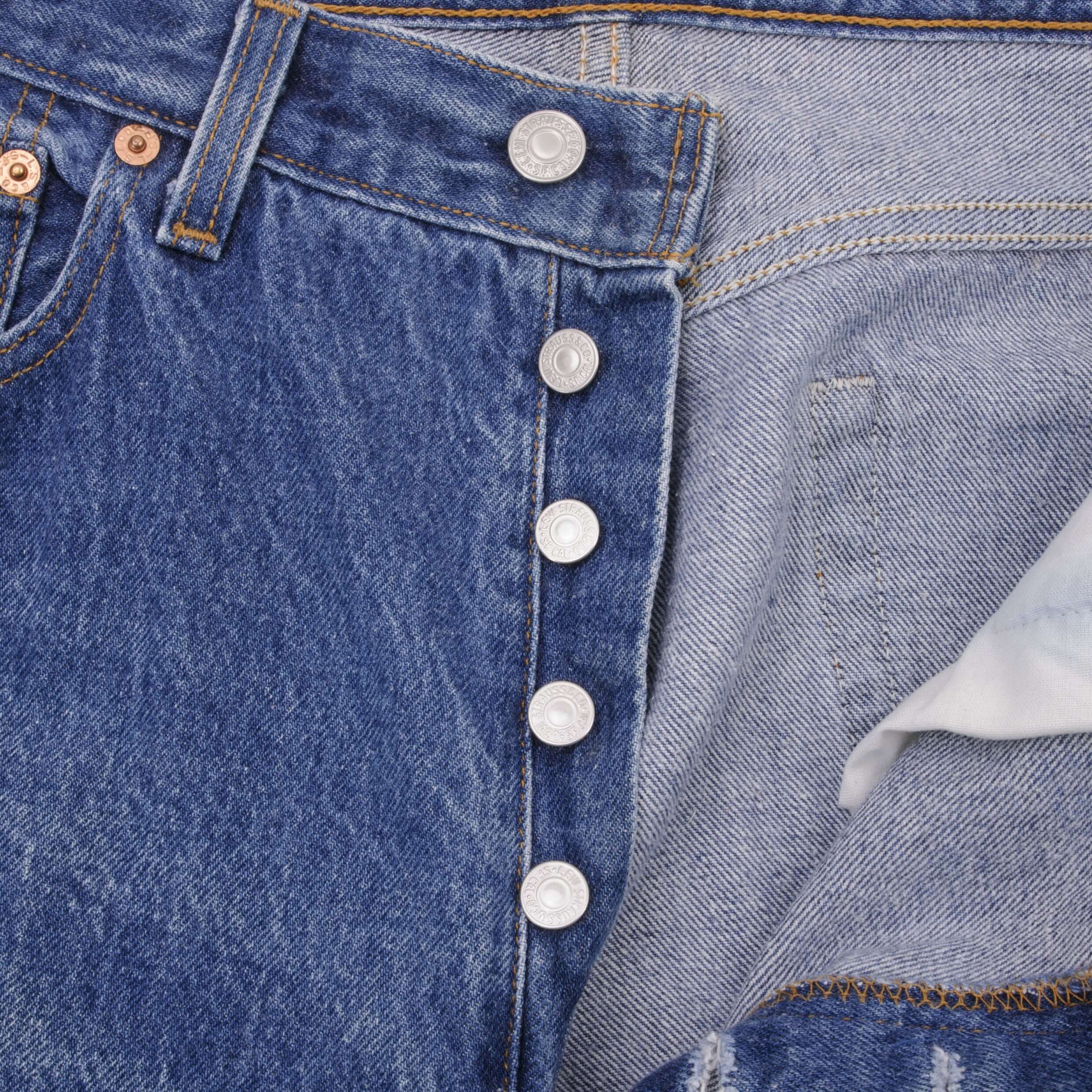 Beautiful Indigo Levis 501 Jeans 1980s Made in USA with Medium Wash Size on tag 35X31 Actual Size 34X29 Back Button #524