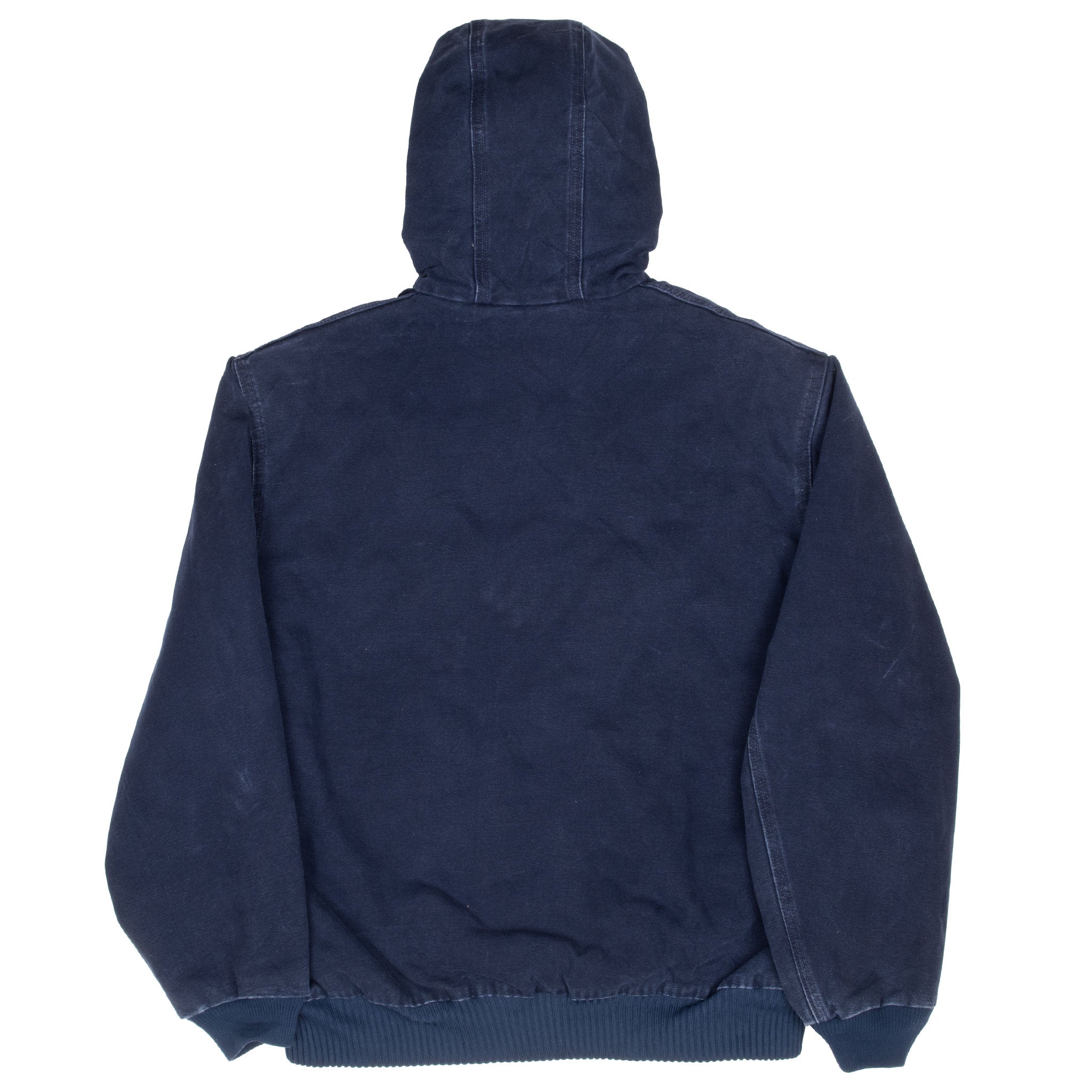 Vintage Carhartt Navy Blue Hooded Active Jacket J130MDT 1990S Size Medium