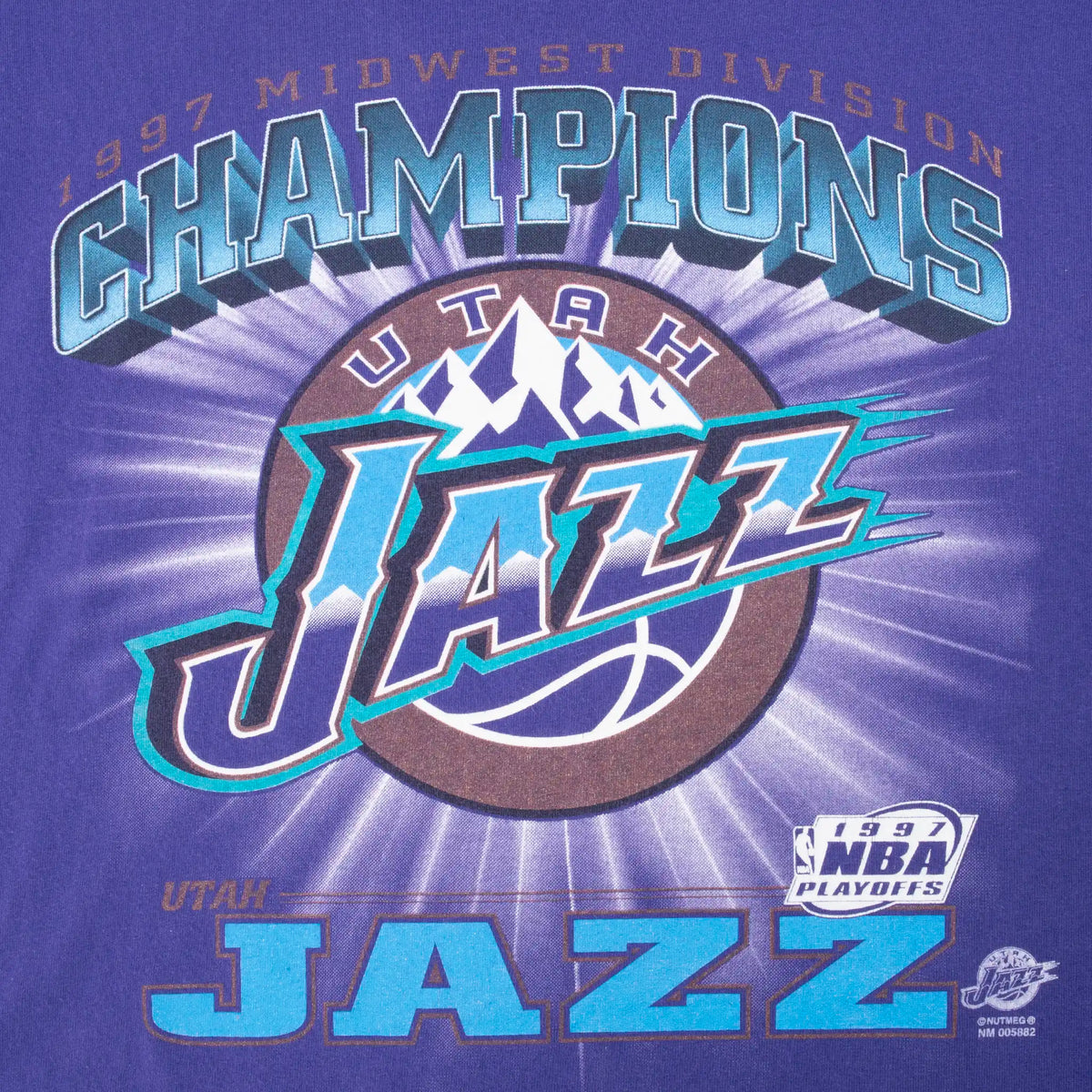 Utah Jazz 1997 Midwest Division Champions front graphic with NBA Playoffs logo