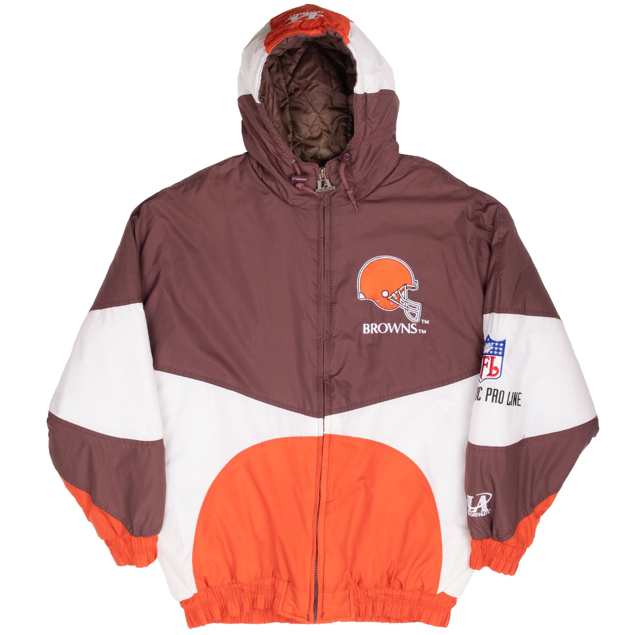 Vintage Nfl Cleveland Browns Hooded Windbreaker Jacket 1990S Size Large