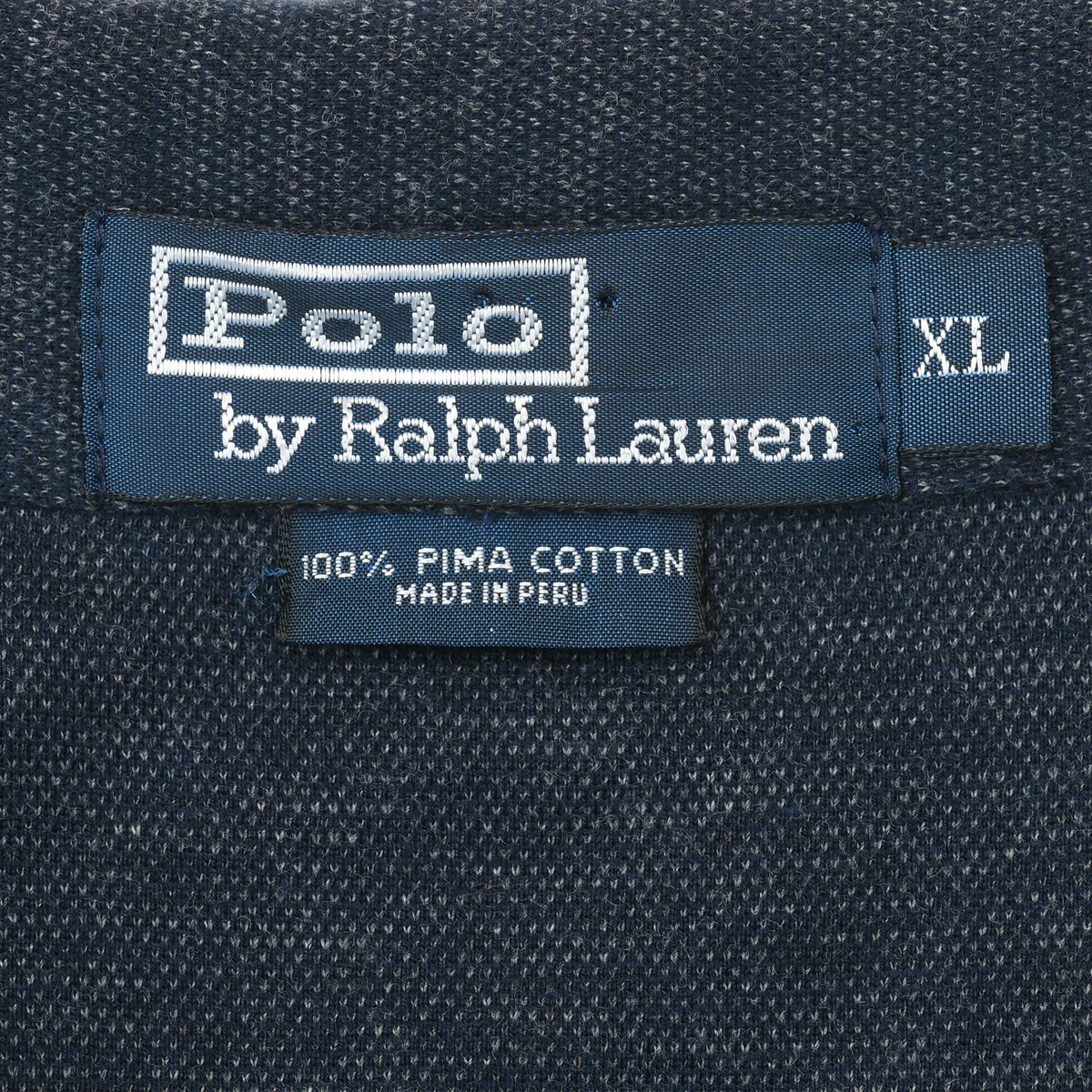 Polo by Ralph Lauren XL neck label with Pima cotton and Peru details