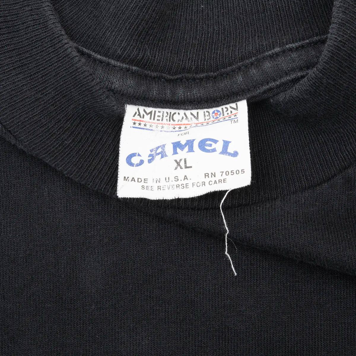 Camel American Born neck label marked XL and Made in U.S.A.