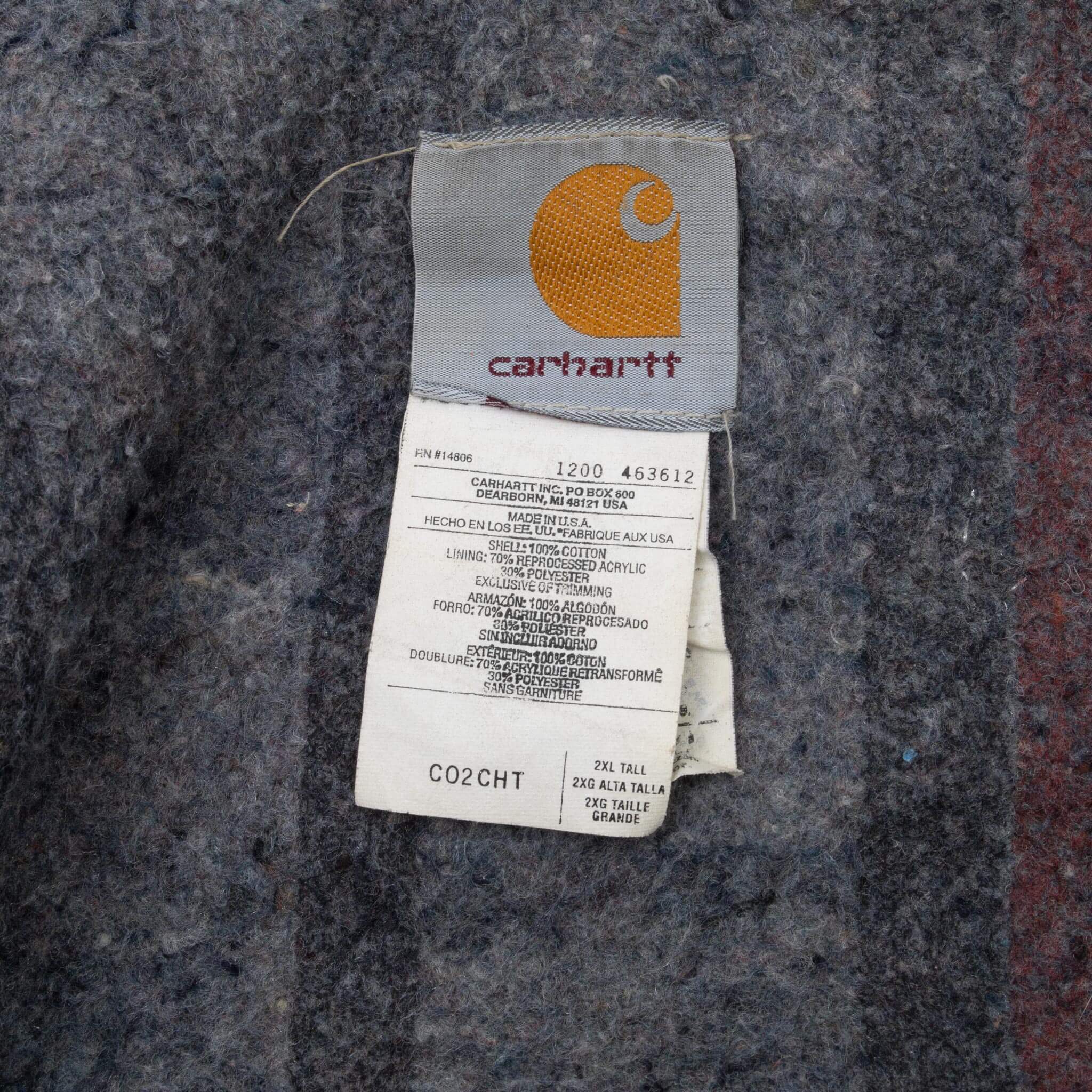 VINTAGE CARHARTT MICHIGAN BLANKET LINED DARK BROWN JACKET C02CHT 1990S 2XL TALL