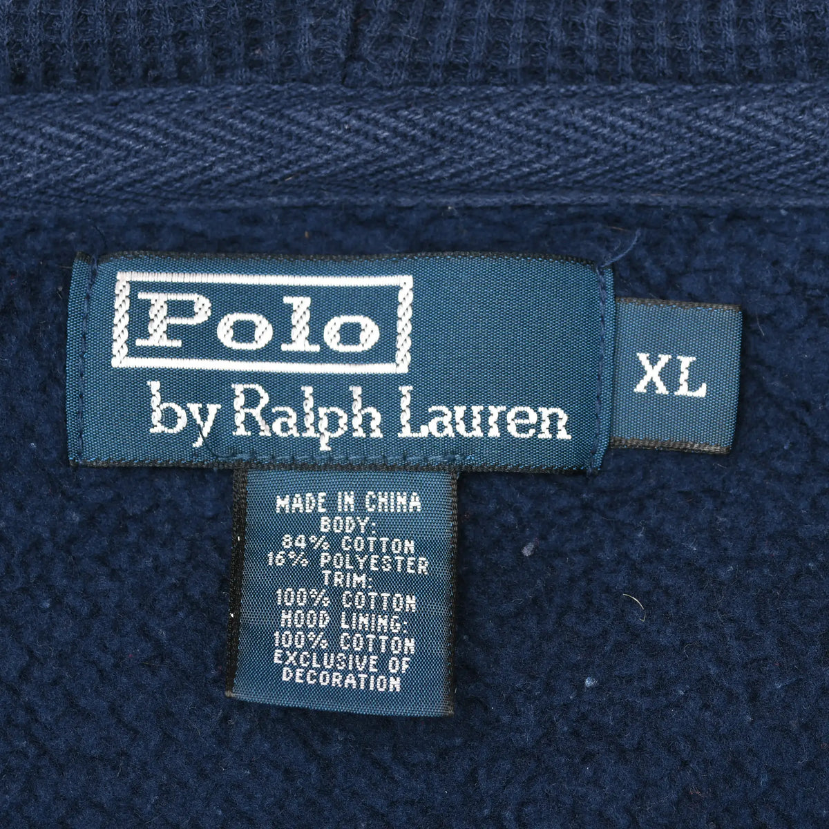 Polo by Ralph Lauren neck and care labels with XL size tag