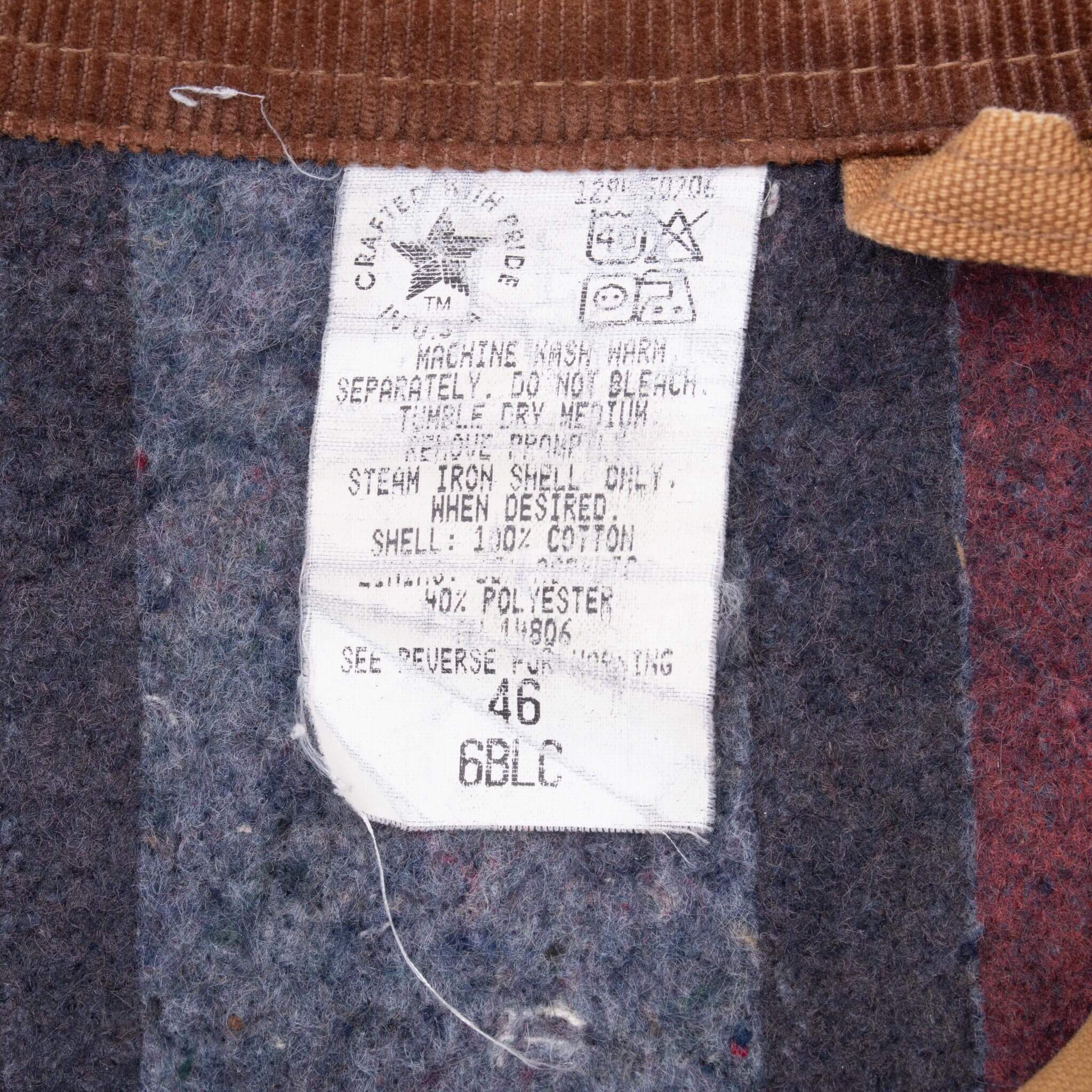 Vintage Carhartt Michigan Style Blanket Lined 6Blc Brown Jacket 1990S Size XL Union Made in USA