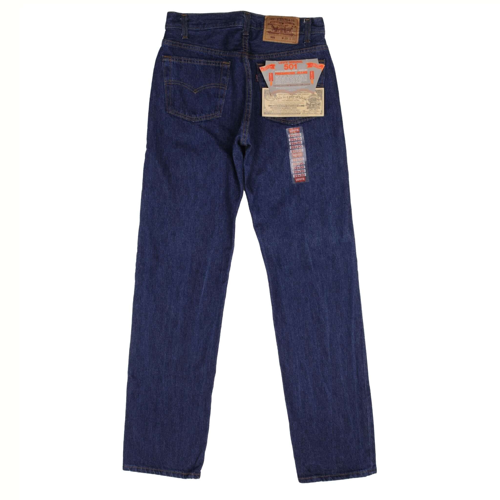 Vintage Levis 501 Preshrunk Indigo Blue Jeans 1987 Size W29 L30 Made In Usa Deadstock With Tags With A Dark Wash Size On Tag 29X32 Actual Size 29X30 Back Button #522