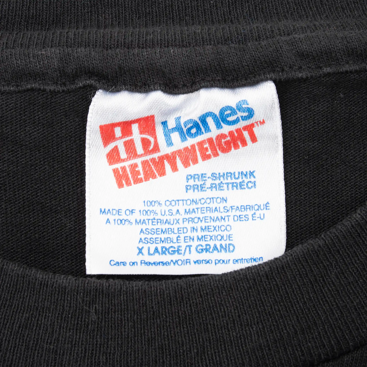 Hanes Heavyweight XL neck label on black National Finals Rodeo T-shirt