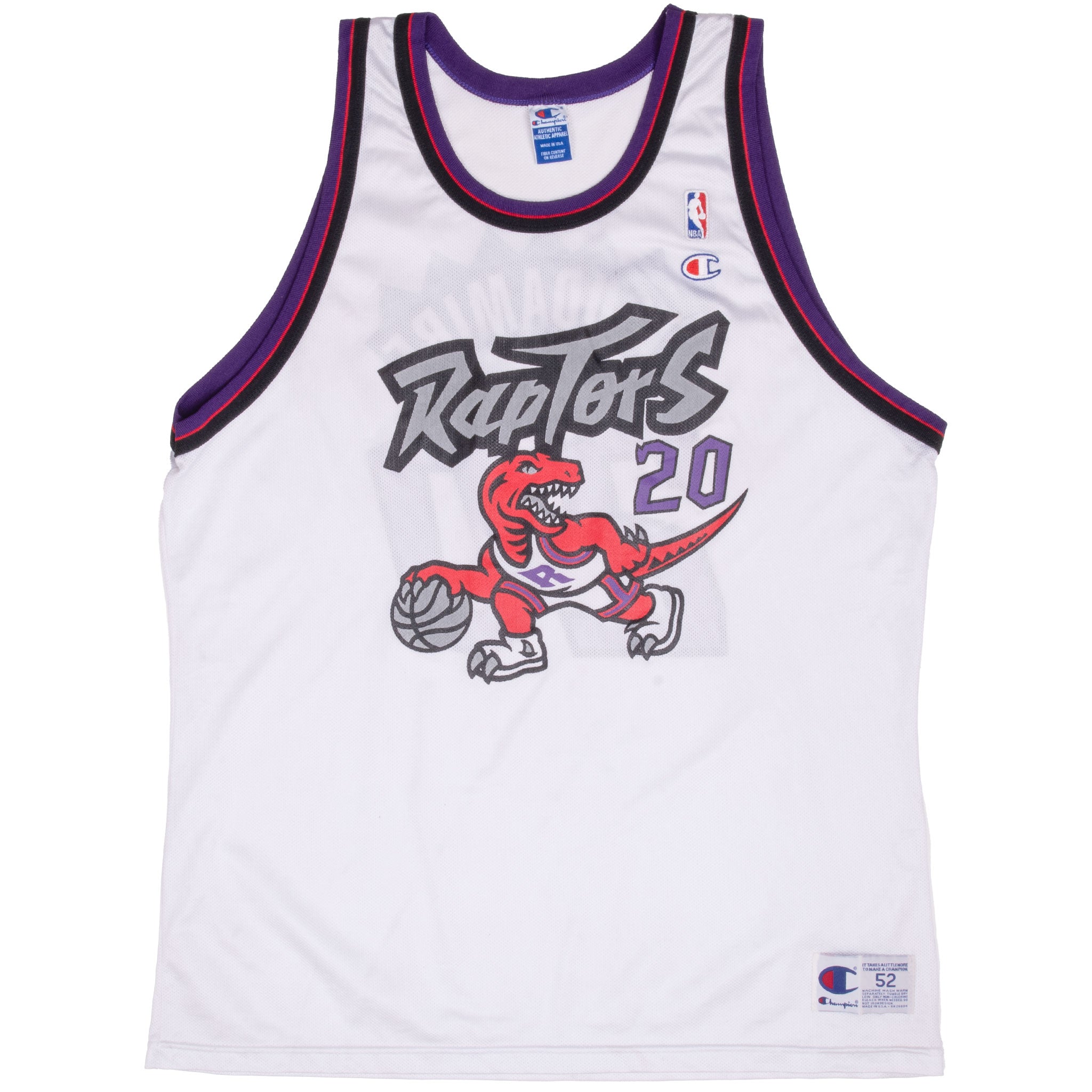 Vintage Nba Toronto Raptors Stoudamire #20 Champion Jersey 1990S Size 52 Made In USA
