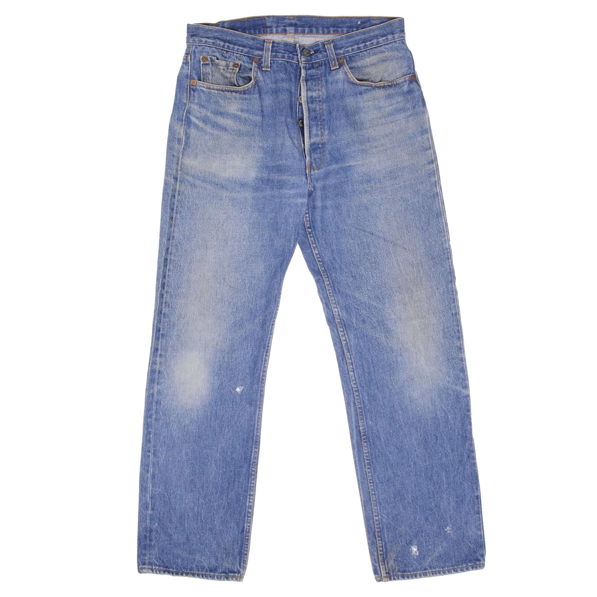 Beautiful Indigo Levis 501 Jeans 1980s Made in USA with Medium Wash Size on tag 34X33 Actual Size 32X31 Back Button #501