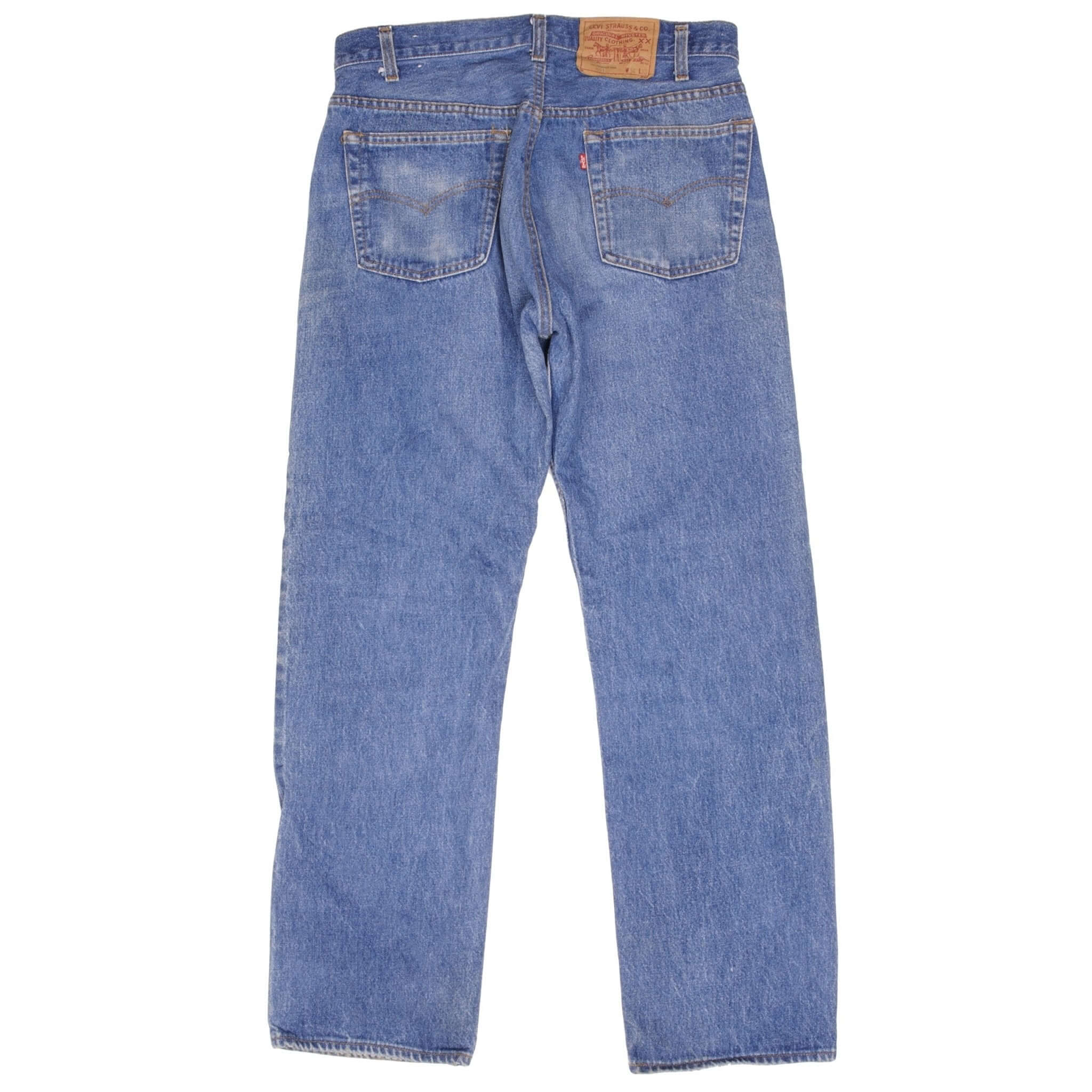 Beautiful Indigo Levis 501 Jeans 1980s Made in USA with Medium Wash Size on tag 34X33 Actual Size 32X31 Back Button #501