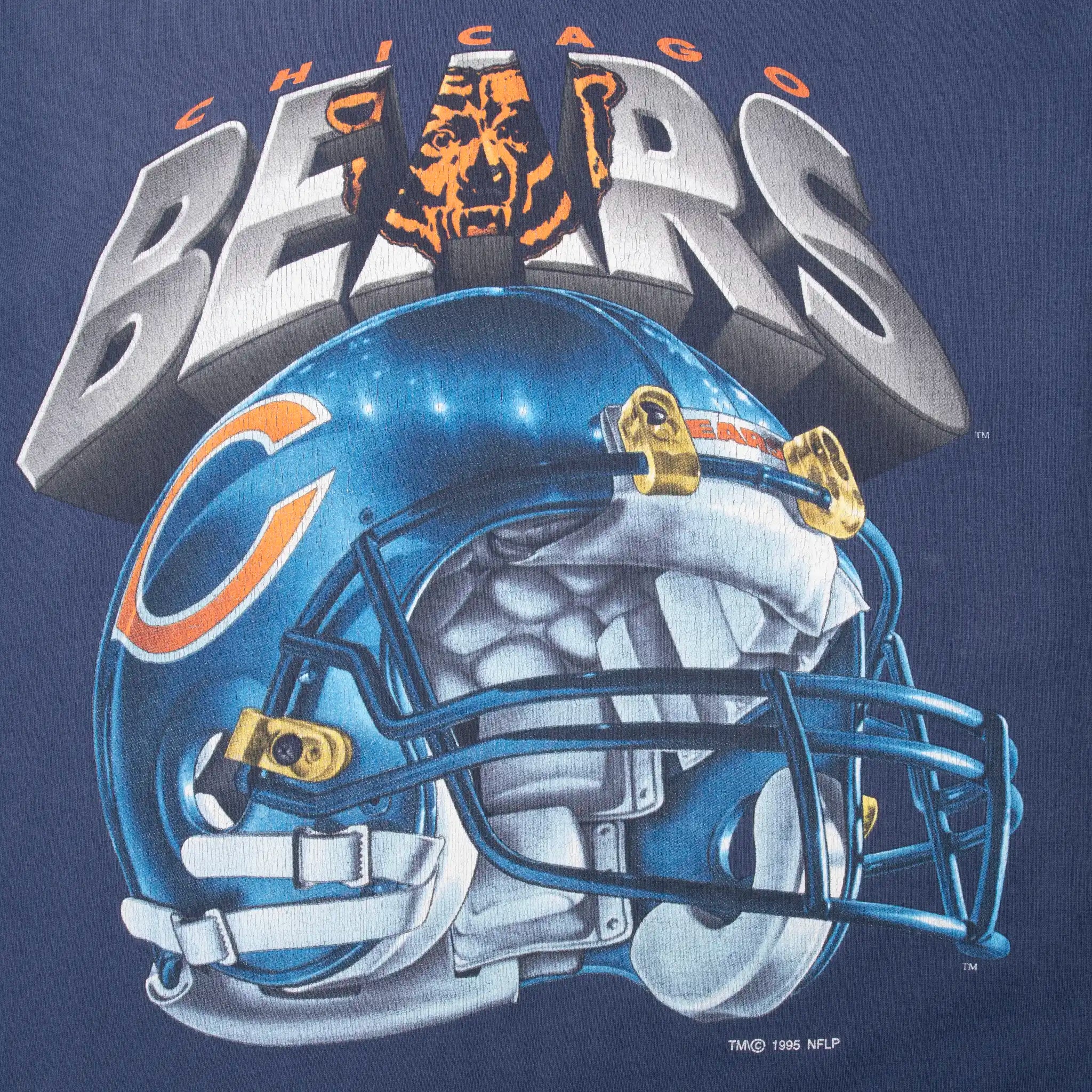 Close-up of Chicago Bears logo and football helmet front print