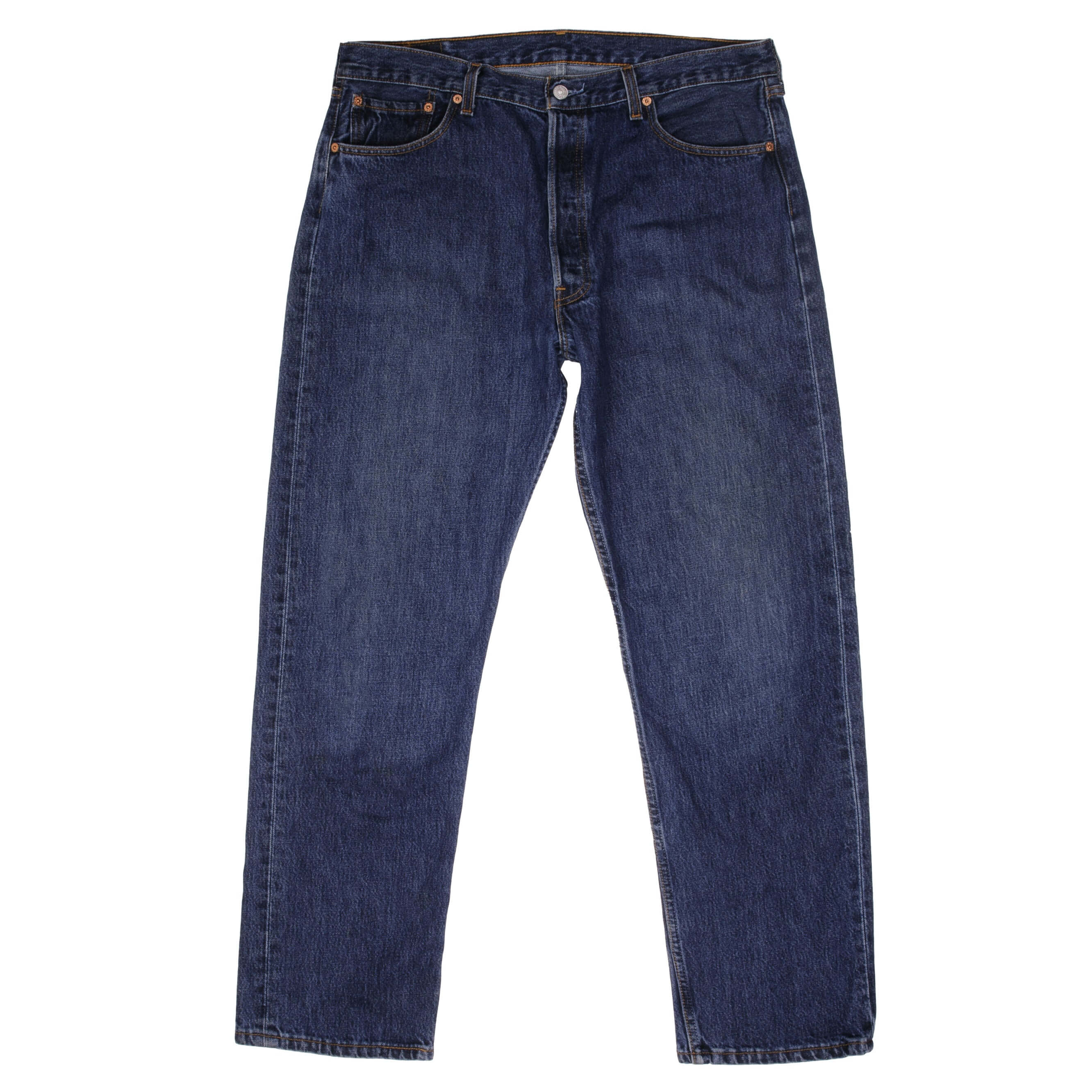 Beautiful Indigo Levis 501 Jeans 1990s Made in USA with Medium Dark Wash Size on tag 38X32 Actual Size 38X32 Back Button #546