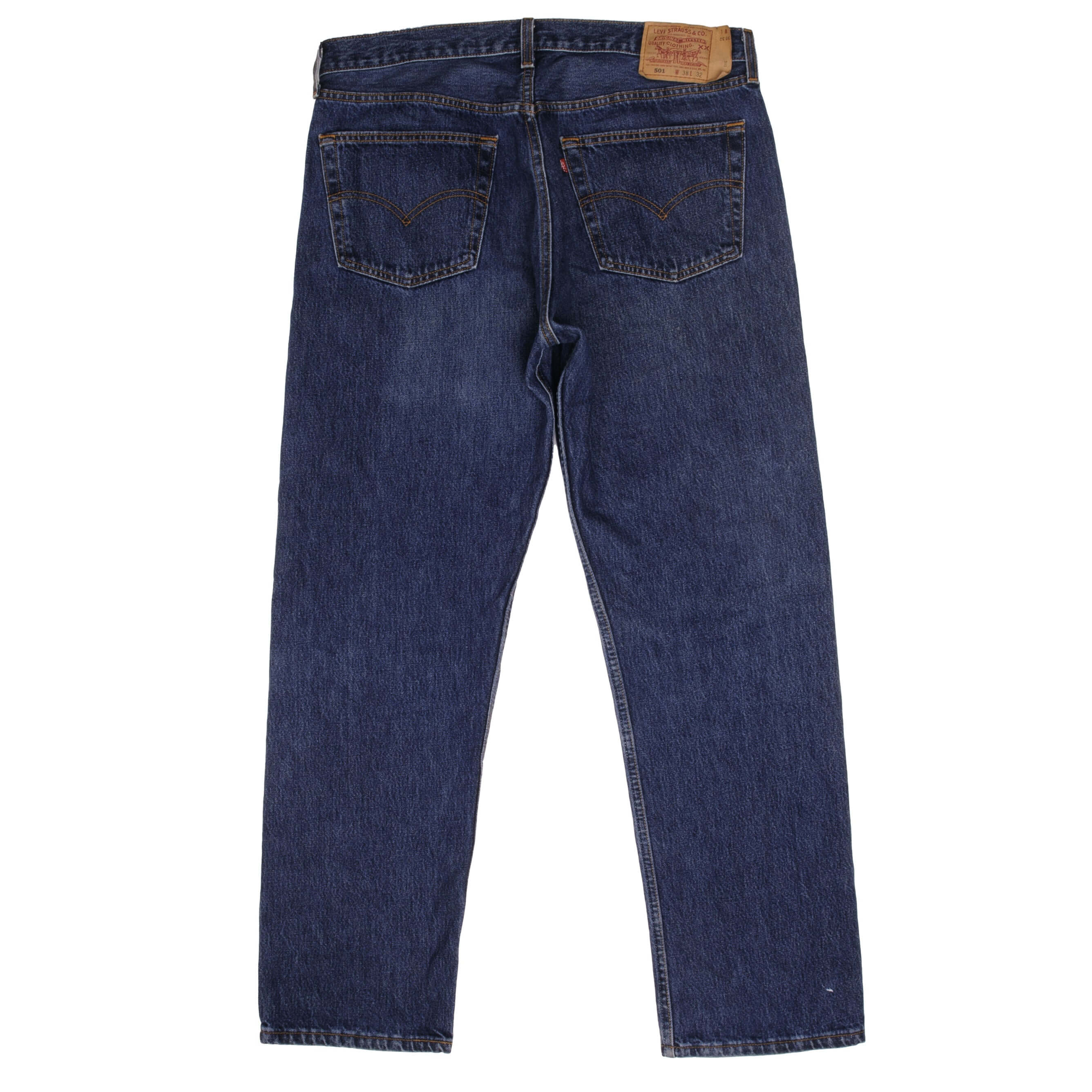 Beautiful Indigo Levis 501 Jeans 1990s Made in USA with Medium Dark Wash Size on tag 38X32 Actual Size 38X32 Back Button #546