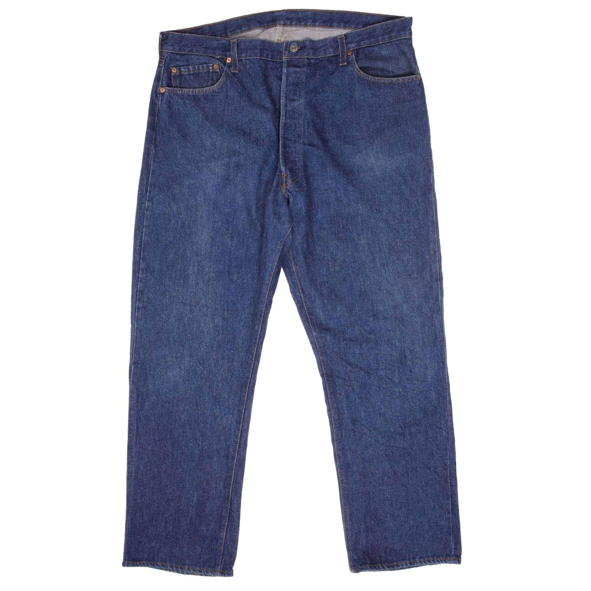 Beautiful Indigo Levis 501 Jeans 1980s Made in USA with Dark Wash Size on tag 42X30 Actual Size 42X30 Back Button #524