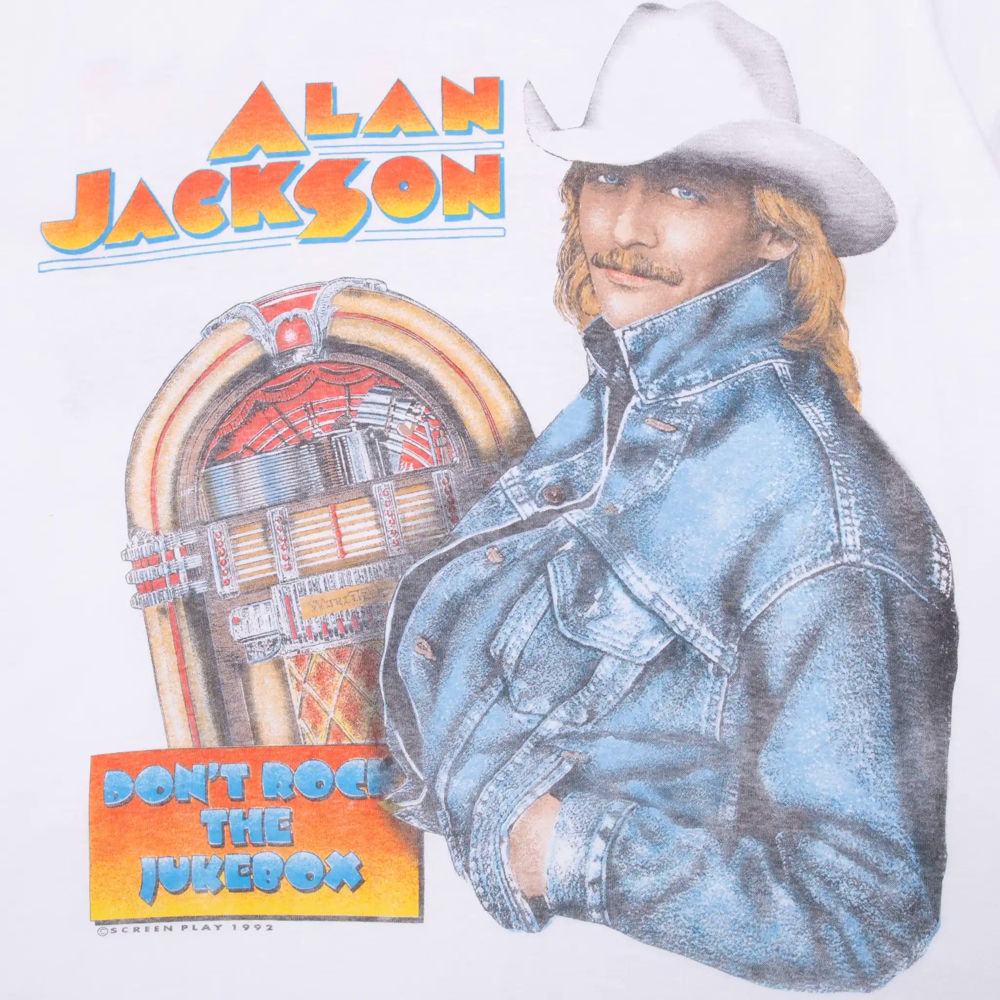 VINTAGE ALAN JACKSON DON'T ROCK THE JUKEBOX TEE SHIRT 1993 MEDIUM MADE IN USA