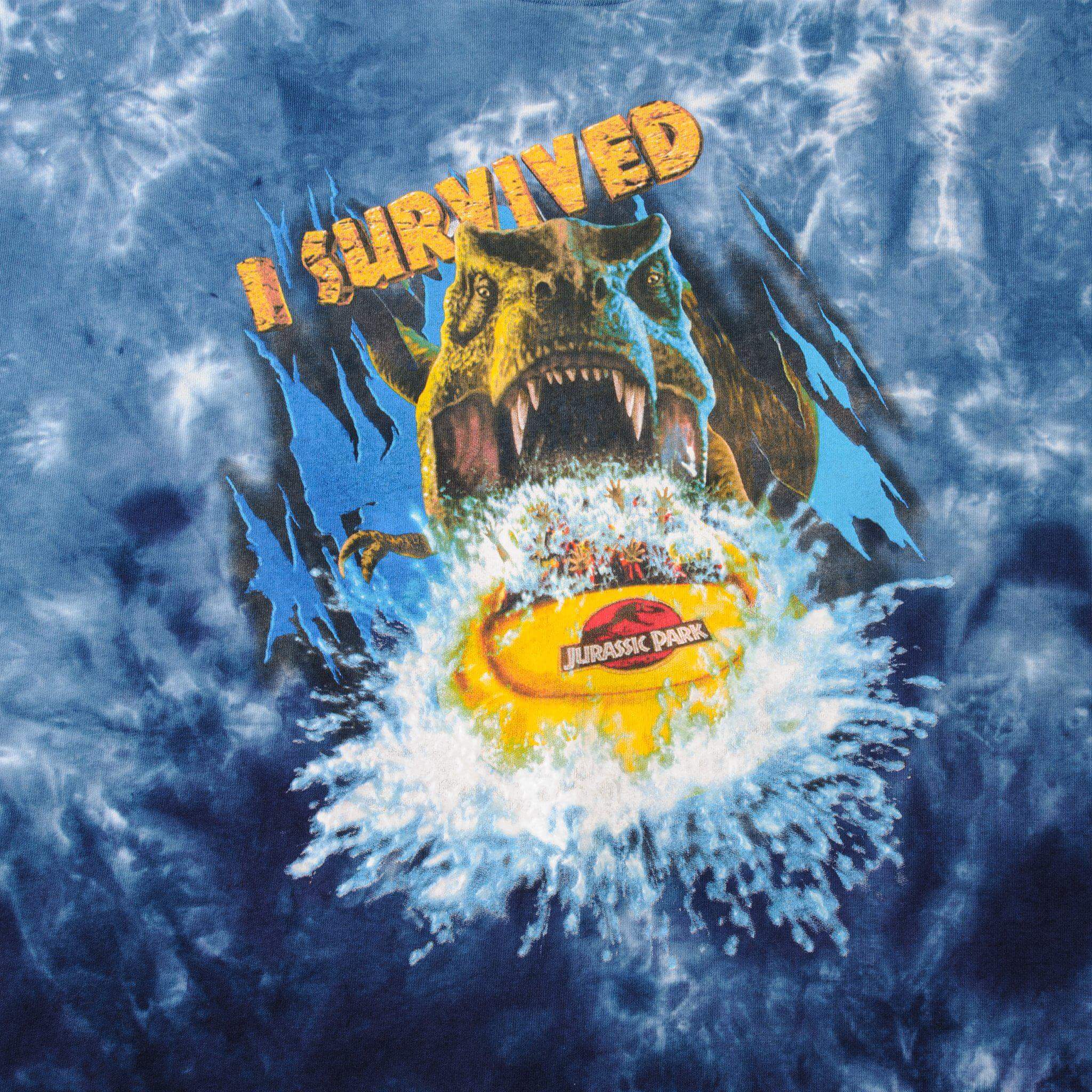 VINTAGE TIE DYE UNIVERSAL STUDIOS JURASSIC PARK TEE SHIRT 1996 SIZE 2XL