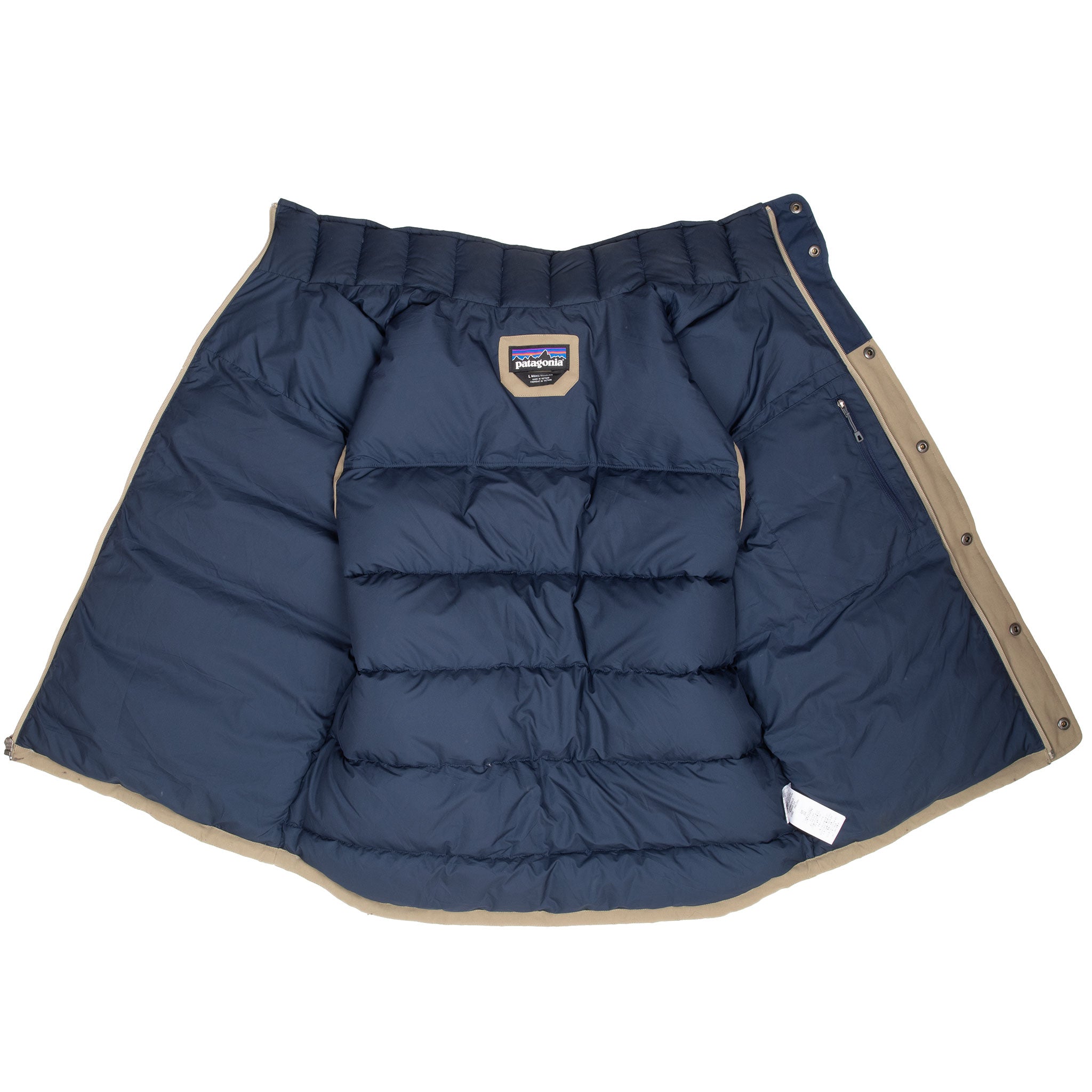 Vintage Patagonia Bivy Down Vest Blue And Beige Jacket Size Large